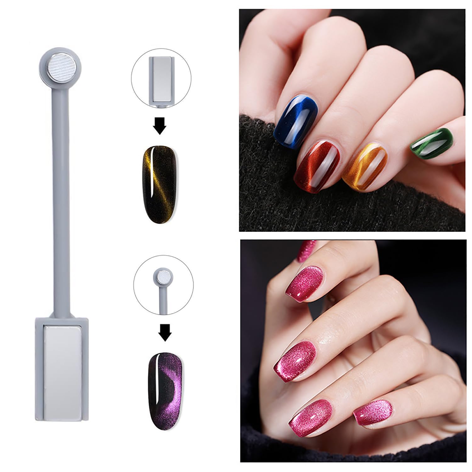 Wokoto 16Pcs Cat Eye Nail Magnets Pens For Cat Eye Nail Art Tools Gradient Design Cat Eye Magnet For Nails Cat Eye Magnet Sticks