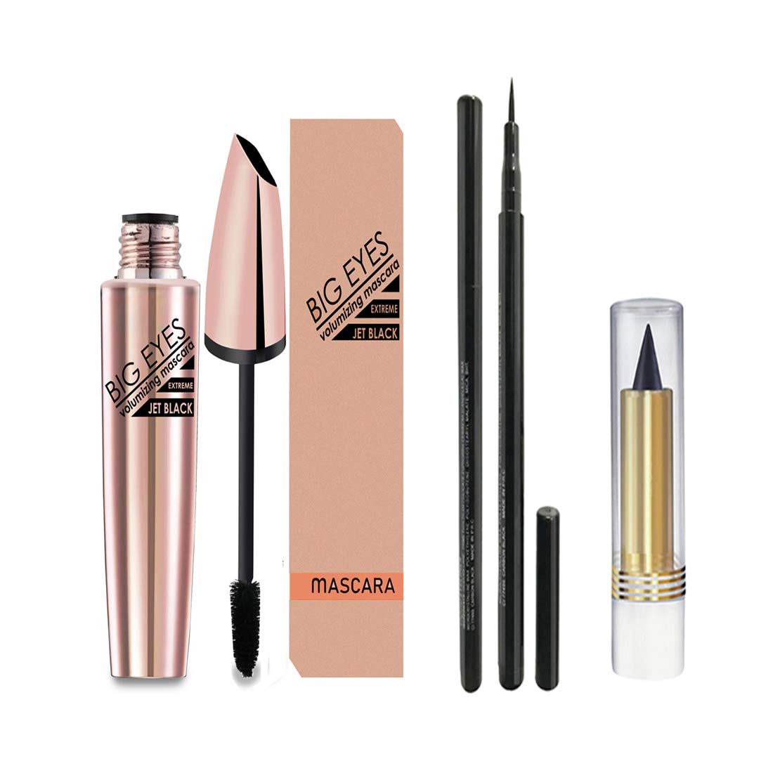 Volo Eye Makeup Set Combo Waterproof Liquid Mascara, Eyeliner, With Kajal (Set Of 3)