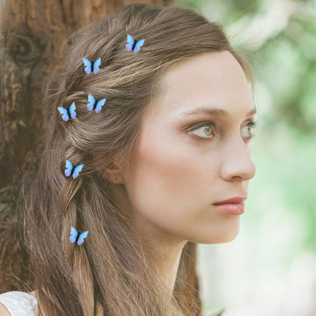 Bartosi Butterfly Hair Clips Blue Butterfly Hair Pin Bride Wedding Decorative Bobby Pins Bridal Hair Pieces Hair Accessories for