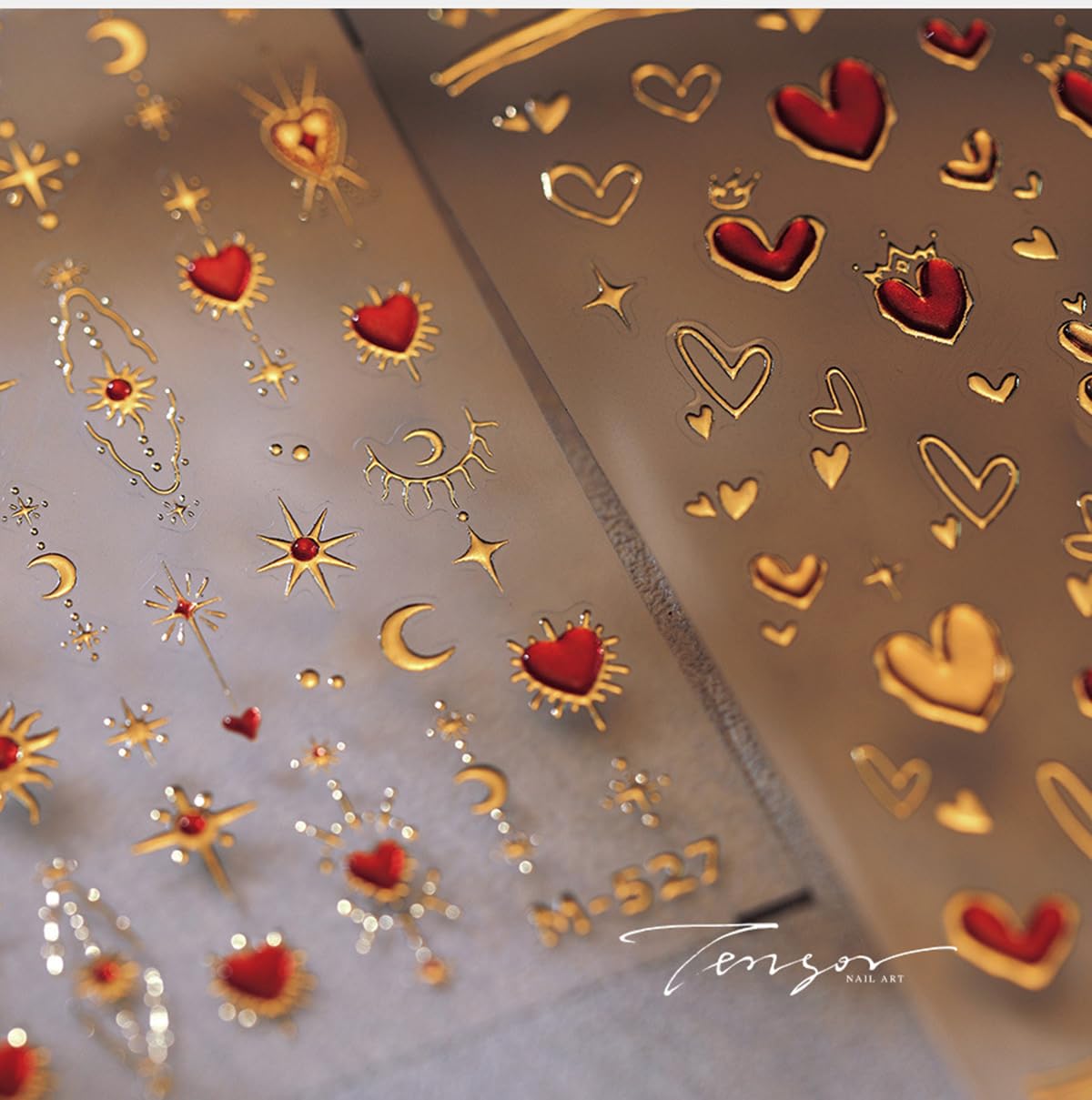 Heart Nail Art Stickers Valentines Day Heart Nail Stickers For Nail Art 1Pcs 5D Embossed Red Golden French Empty Heart Nail Deca