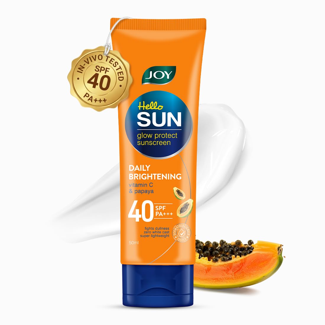 Joy Hello Sun Extreme Protection Sunscreen Spf 40 (50Ml) | Invivo Tested | 97% Sun Protection, Prevents Skin Darkening | Lightwe