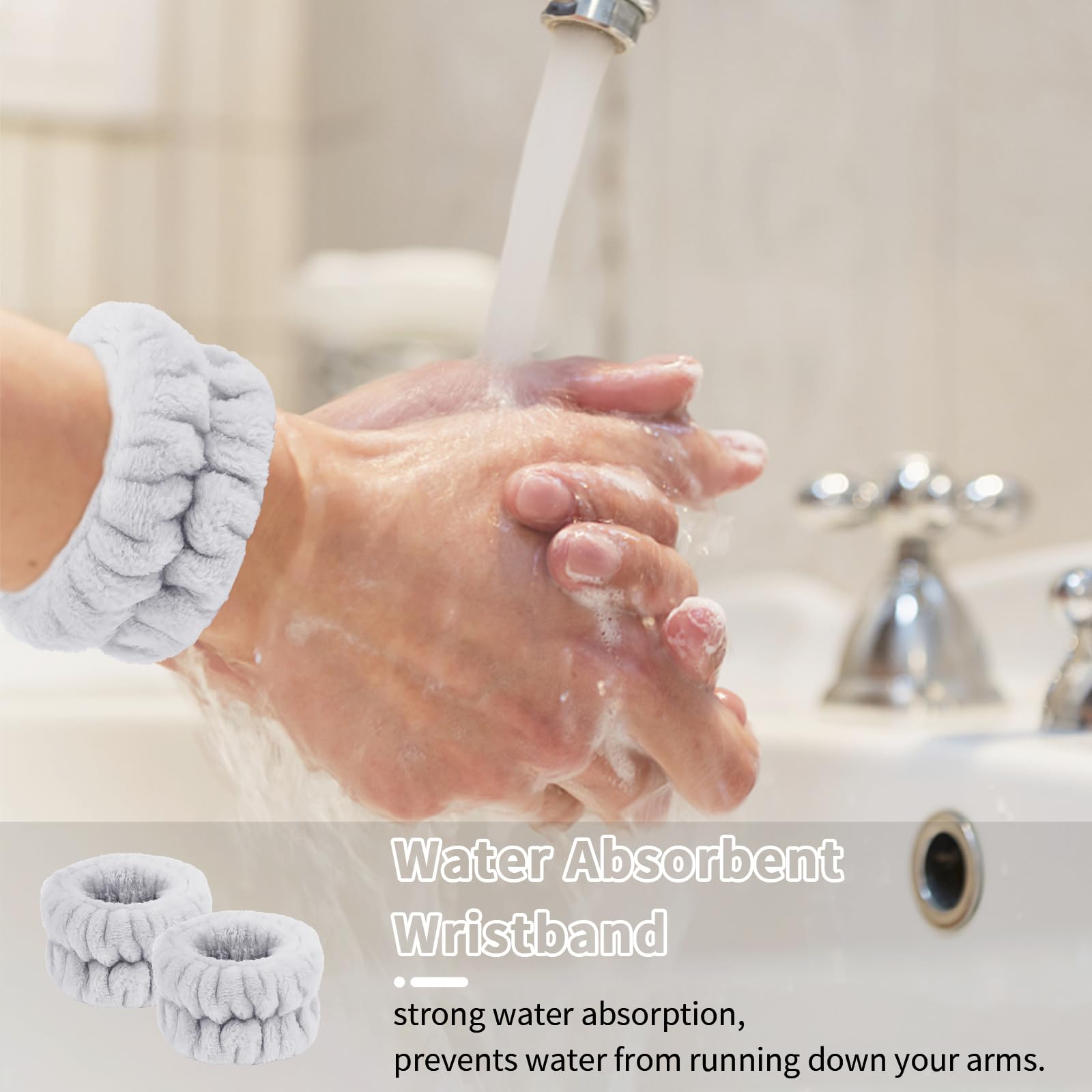 Whavel Spa Wristbands - 6 Pairs Absorbent Wrist Towels For Face Washing, Sweatbands To Prevent Liquid Spilling Down Arms