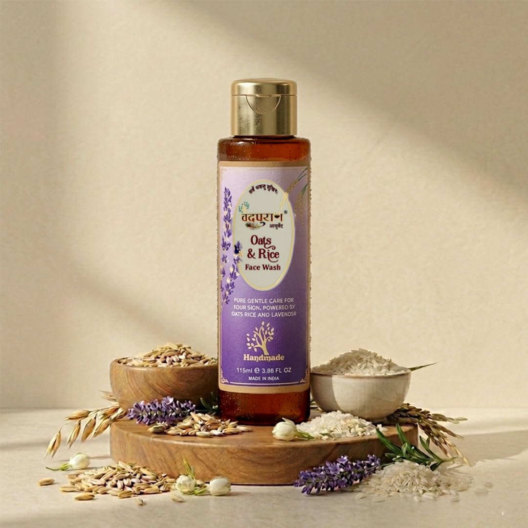Vedpuran Ayurveda Oats & Rice Face Wash For Glowing & Smooth Skin | Gentle Natural Cleanser For Dry & Sensitive Skin | Ayurvedic