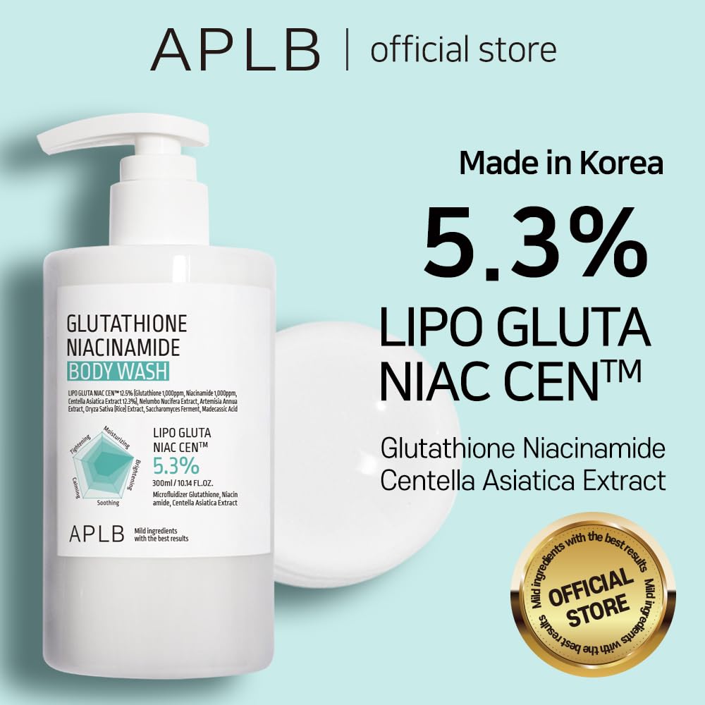 Aplb Glutathione Niacinamide Body Wash | Lipo Gluta Niac Cen 5.3% 10.14 Fl.Oz/Korean Skincare, Gentle Ingredients For The Safety