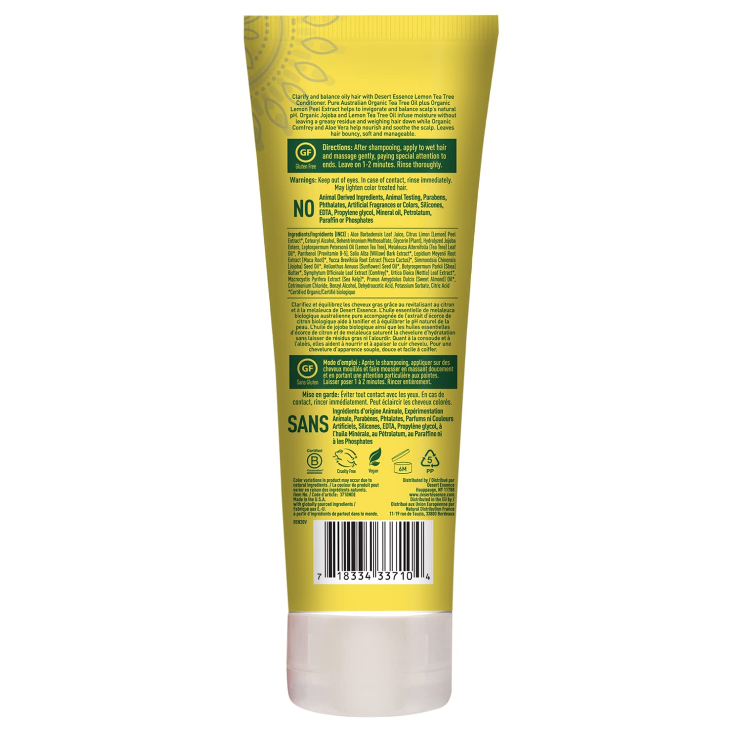 Desert Essence Conditioner, Lemon Tea Tree, Clarifying Provitamin B5, Organic Lemon Peel Extract & Nourishing Aloe - Purifying,
