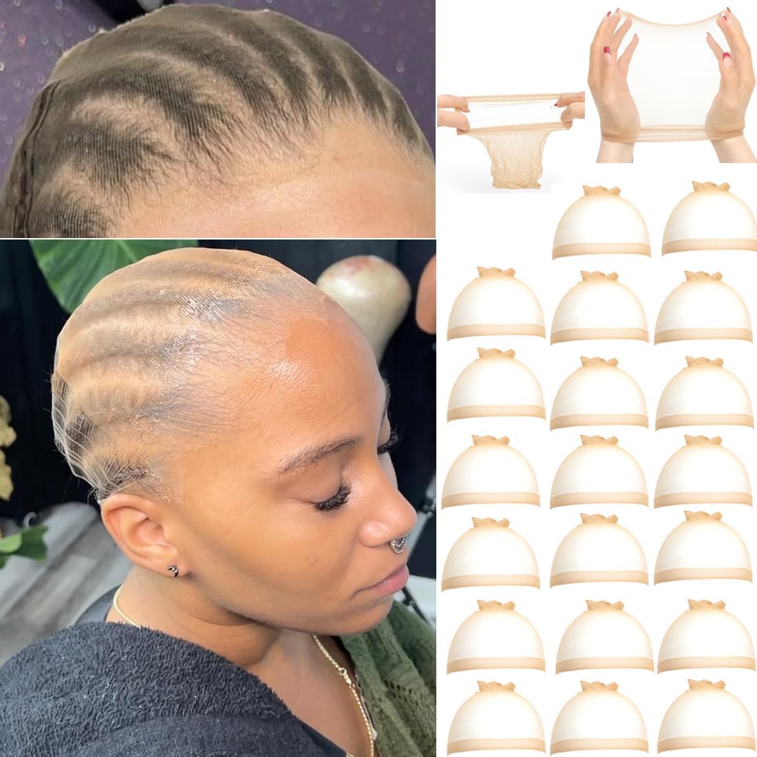 FDBJulyy 20 Pcs Transparent HD Wig Cap, Thin Nylon Cap for Women, Suitable for Parties, Weddings, Graduations, Cosplay, Hallowee