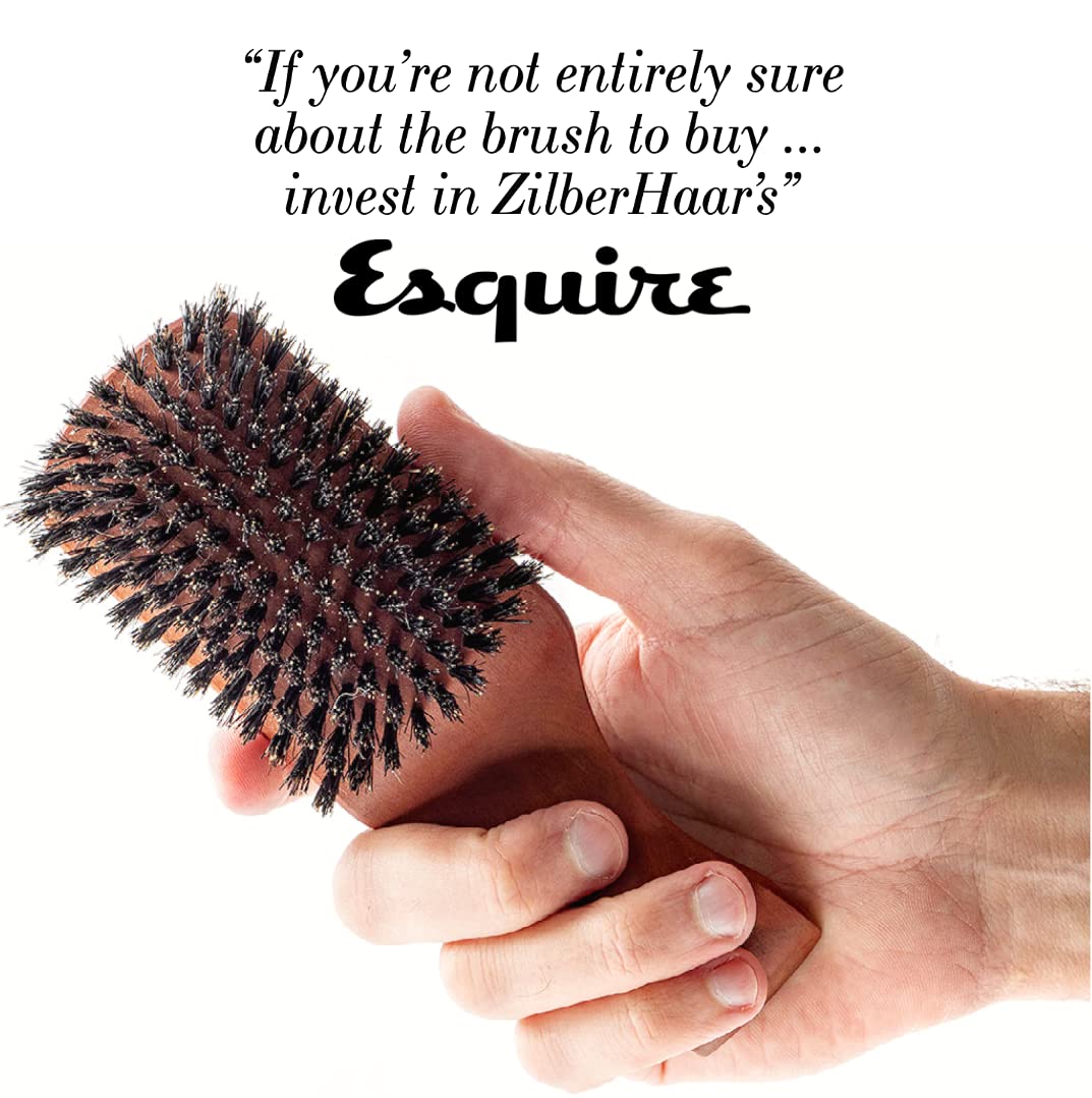 Zilberhaar Major - Men'S Hair And Beard Brush - Soft Boar Bristles - Massages And Exfoliates Skin And Scalp - Ideal Men'S Groomi