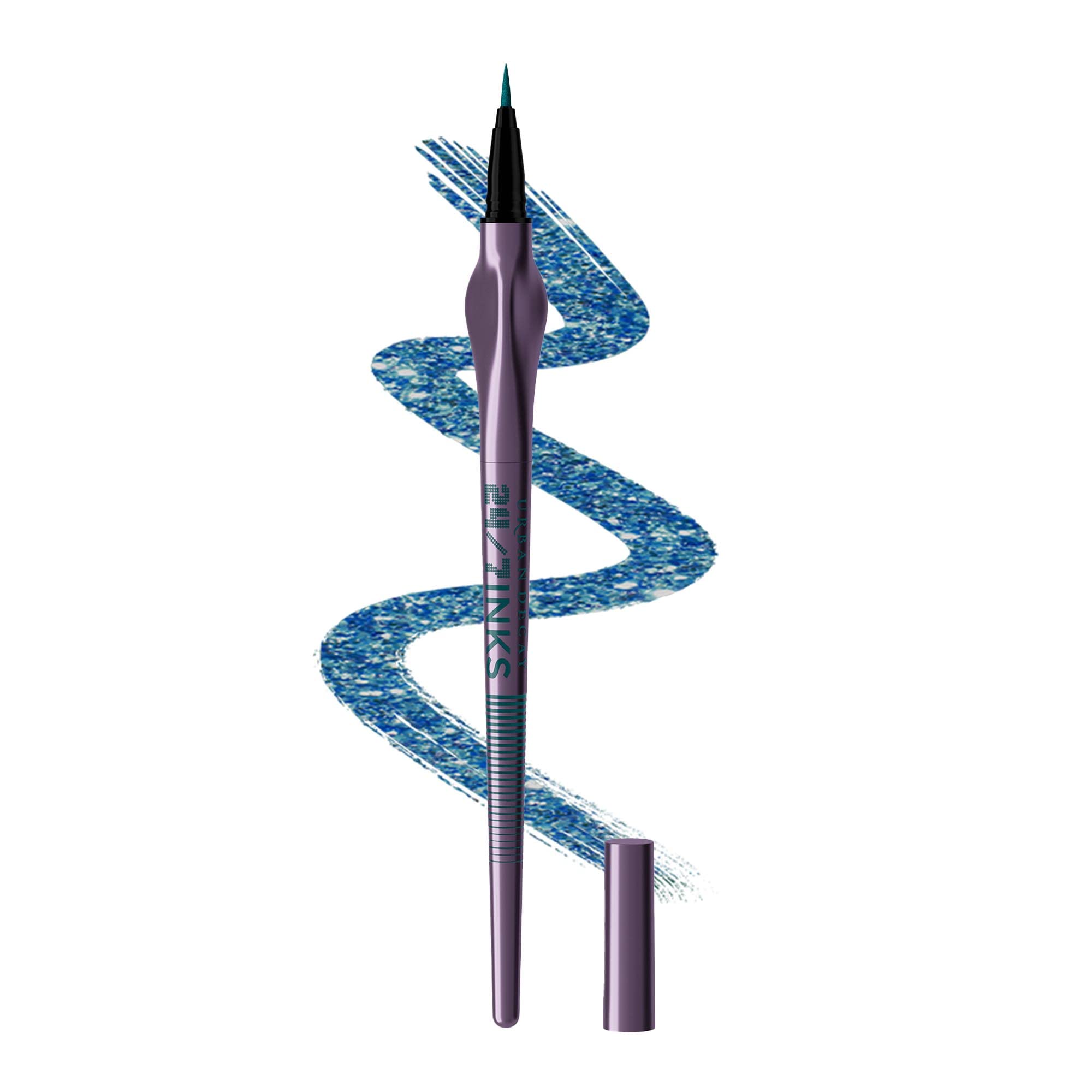 Urban Decay 24/7 Inks Liquid Eyeliner Pen (Deep End - Teal Blue Shimmer, Brush Tip Eye Liner), Water-Resistant, Smudge-Resistant