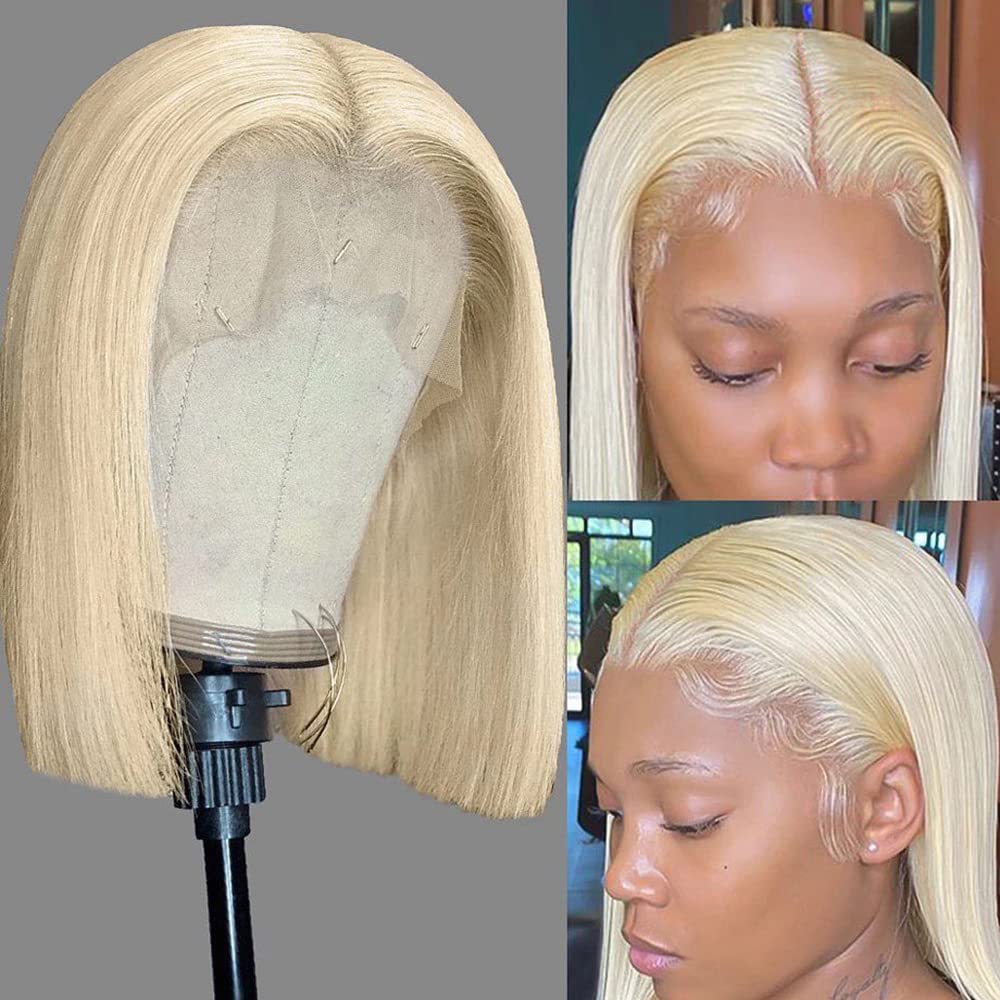 613 Honey Blonde Bob Wig Human Hair Hd Transparent 13X4 Straight Frontal Lace Wigs For Black Women 100% Unprocessed Wear And Go