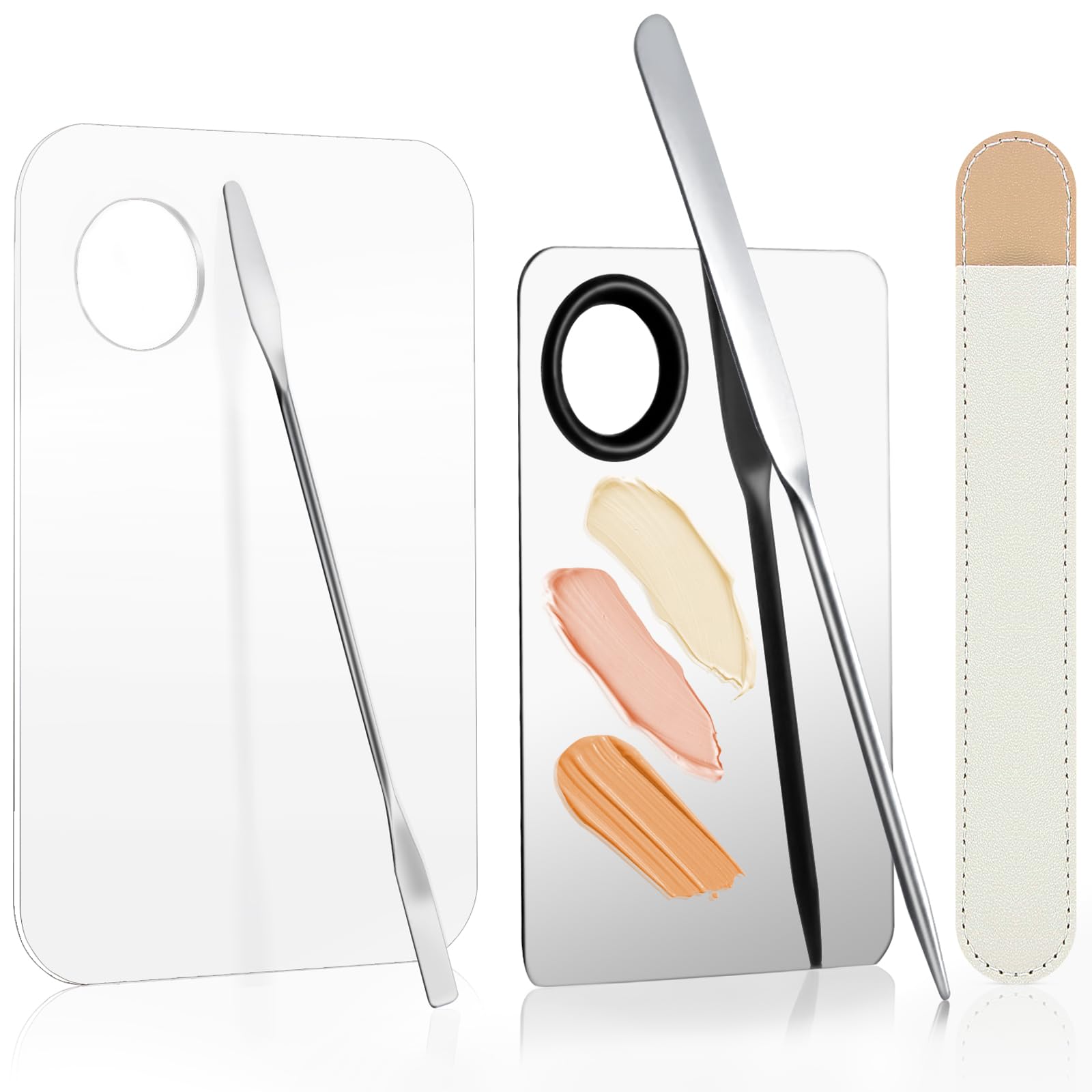 5Pcs Makeup Spatula Korean Set,Including Foundation Spatula Makeup Korean Stainless Steel Makeup Palette Acrylic Cosmetic Palett