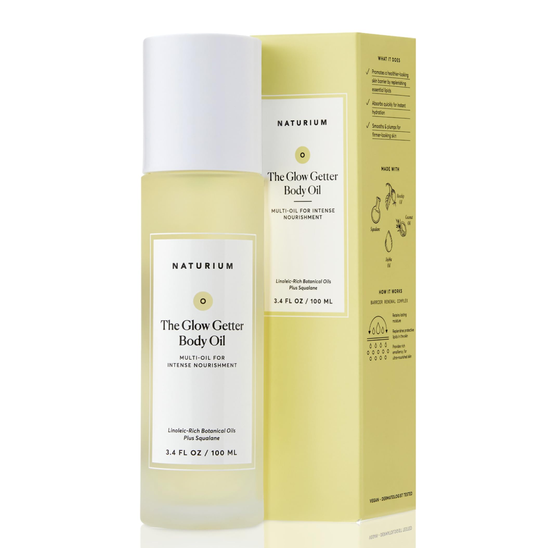 Naturium The Glow Getter Body Oil, Multi-Oil for Intense Nourishment, Hydrating & Moisturizing Formula, Vegan & Cruelty-Free, 3.