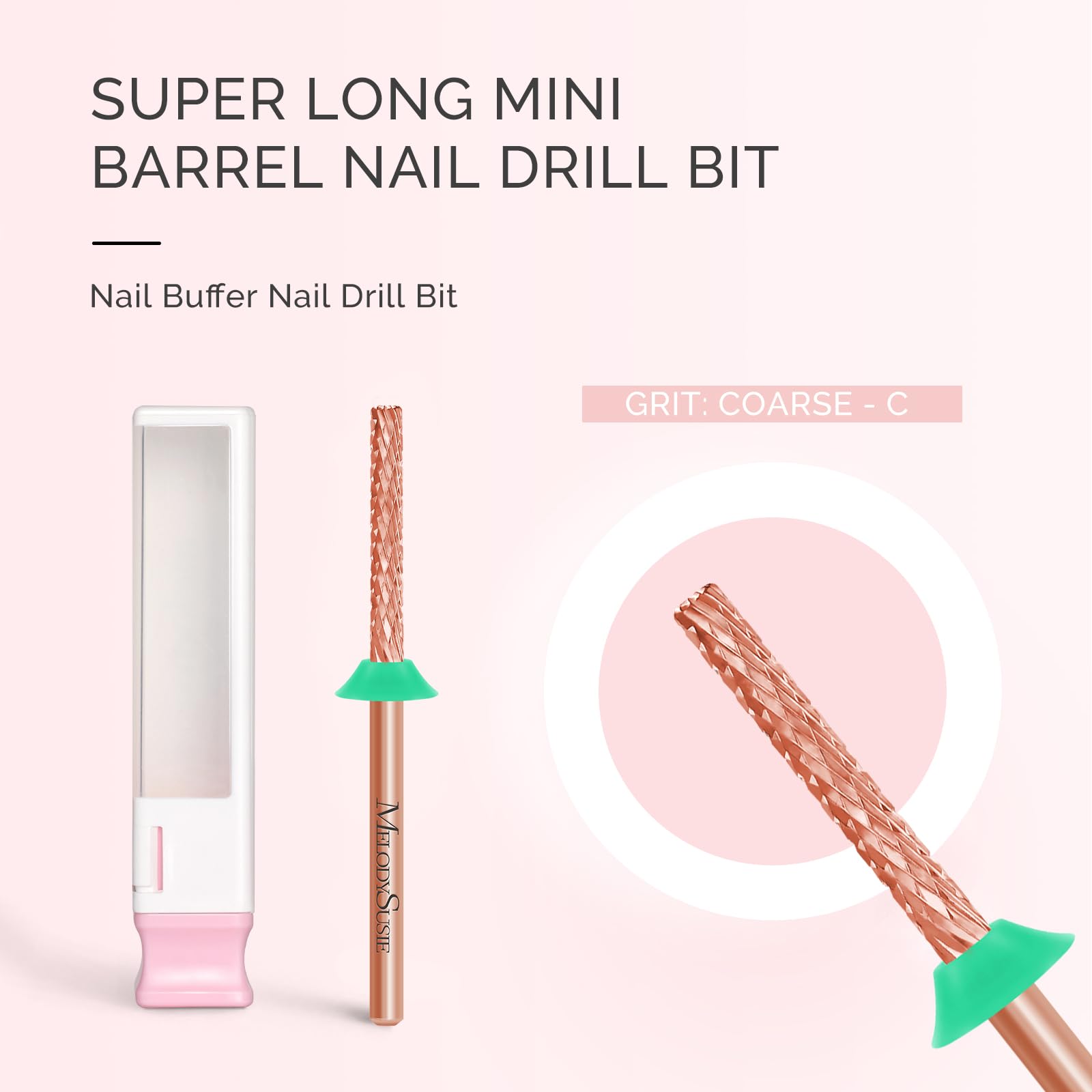 Melodysusie Super Long Mini Barrel Nail Buffer Bit, Professional Safety Carbide Nail Bit For Nail Bed File Cuticle Dead Skin Cle
