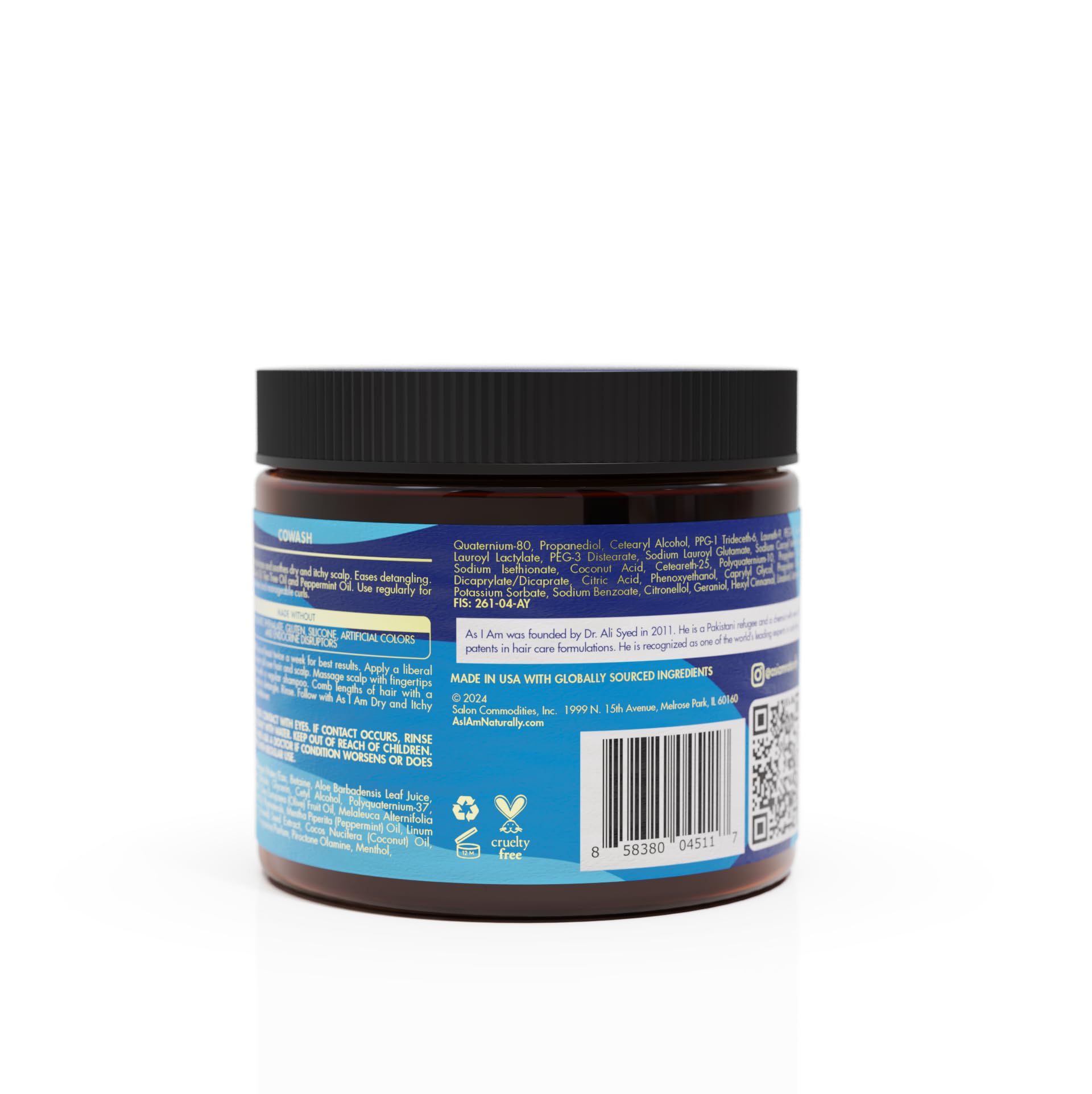 As I Am Dry & Itchy Scalp Care Cowash - 16 ounce - Cleanses, moisturizes and soothes dry and itchy scalp - With Olive Oil, Tea T
