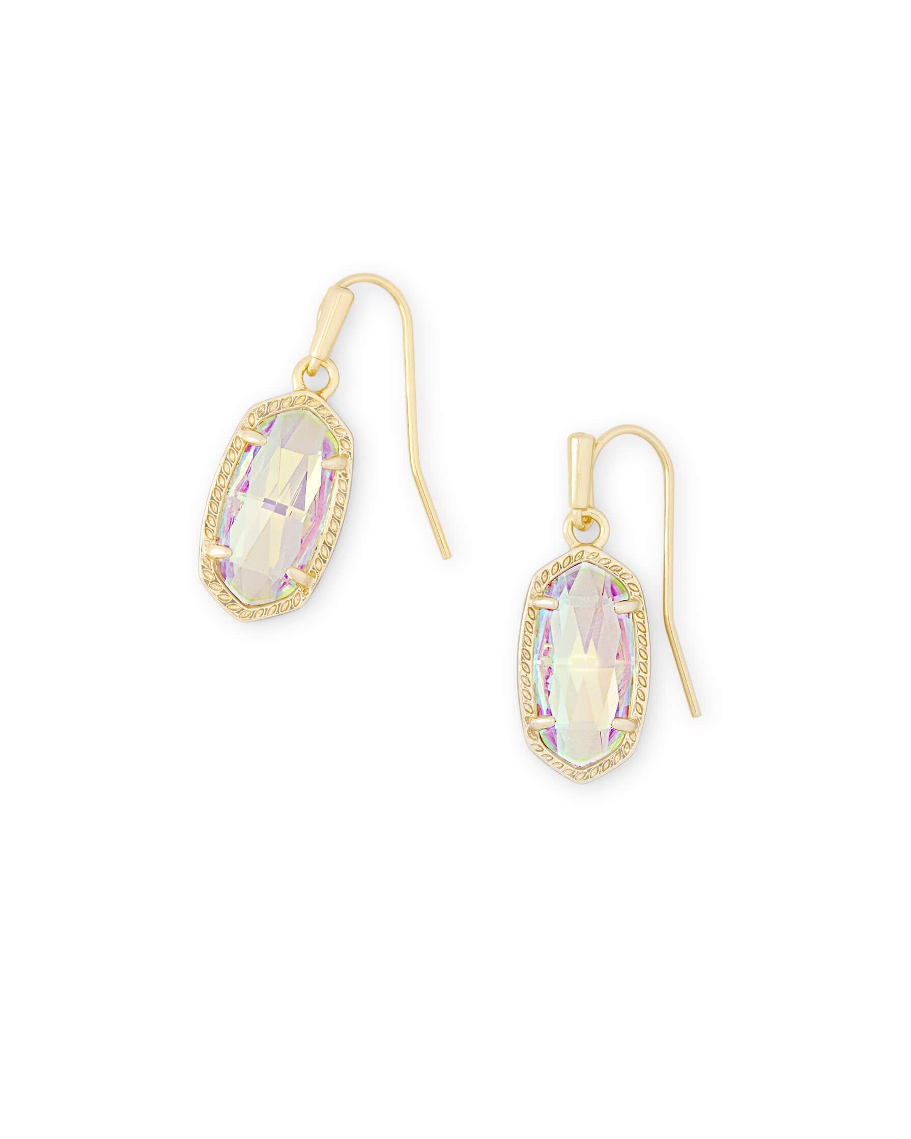 Kendra Scott Lee Drop Earrings for Women, Fashion Jewelry, 14k Gold-Plated, Iridescent Glass