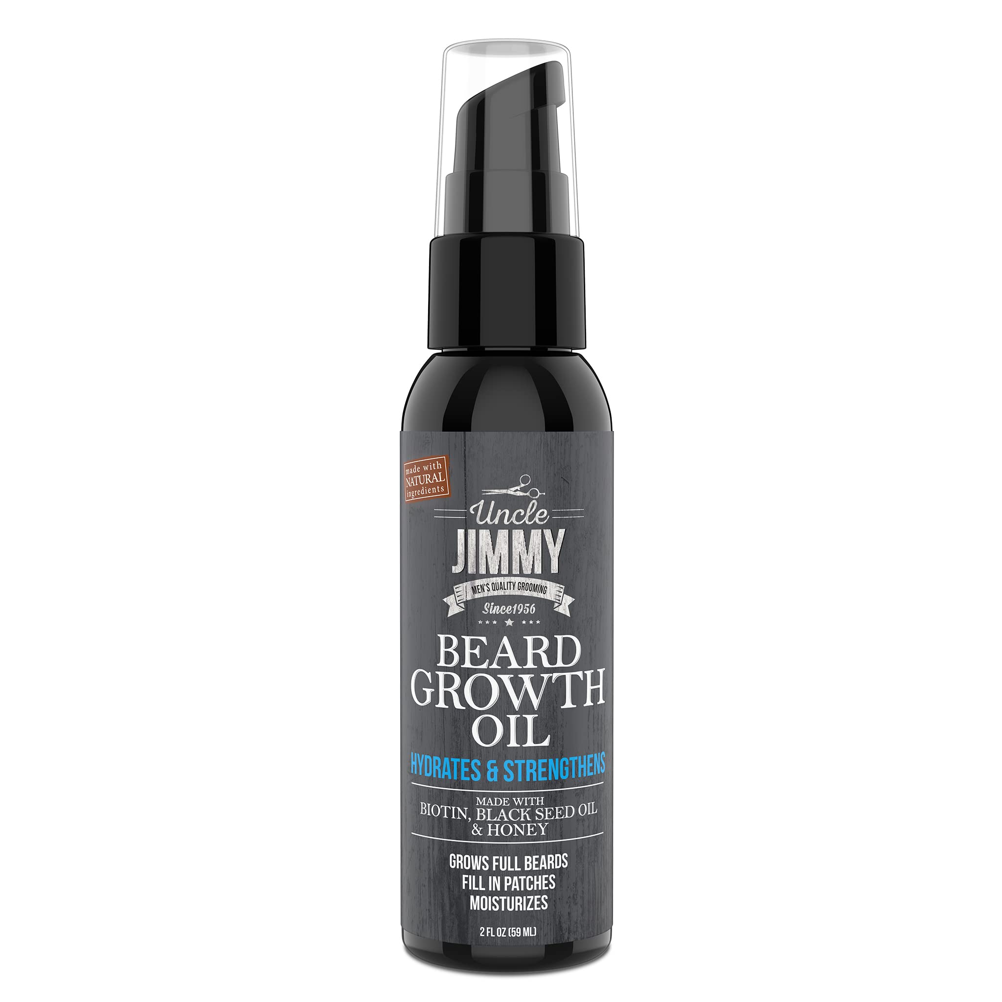Uncle Jimmy Beard Growth Oil with Biotin | Natural Beard Care for Thicker, Fuller Healthier Beard | Mens Facial Hair Treatment 