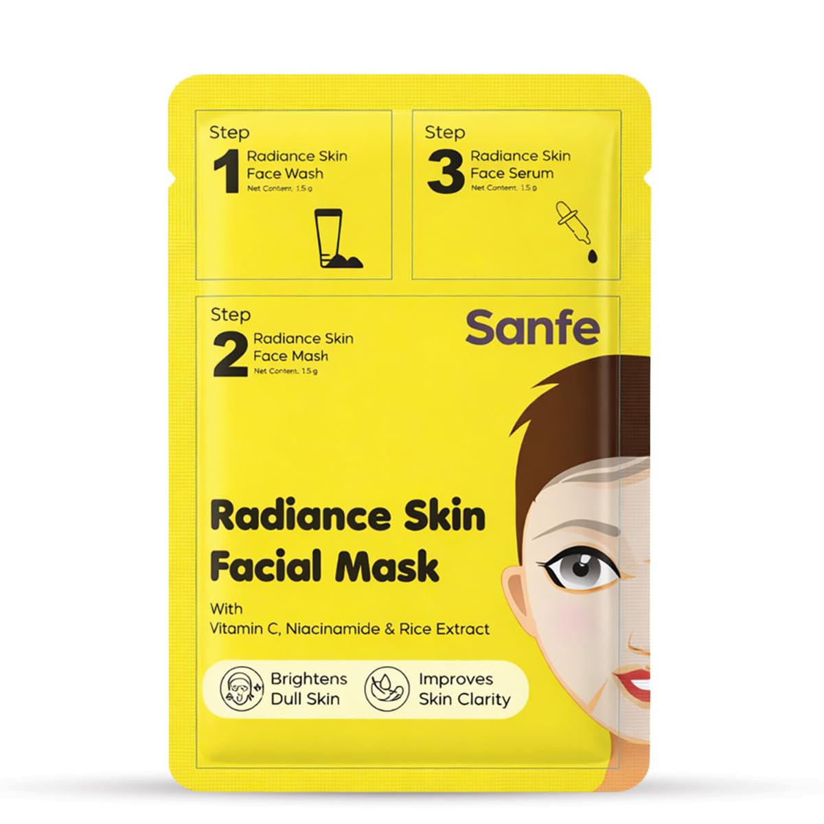 Sanfe Fresh Skin Facial Mask  Pack Of 1 | Menthol Refresh | Instantly Cooling Sheet Face Mask | Lightweight & Breathable | Help