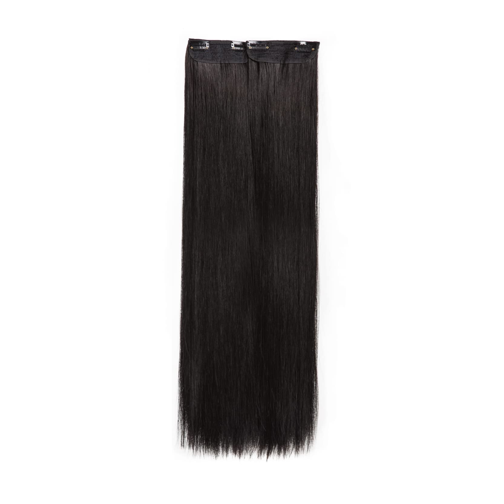 26'' Straight Black Dark Brown Hair Extensions Clip Ins 4 Pcs, Full Head Long Clip In Hair Extensions For Black Women Double Wef