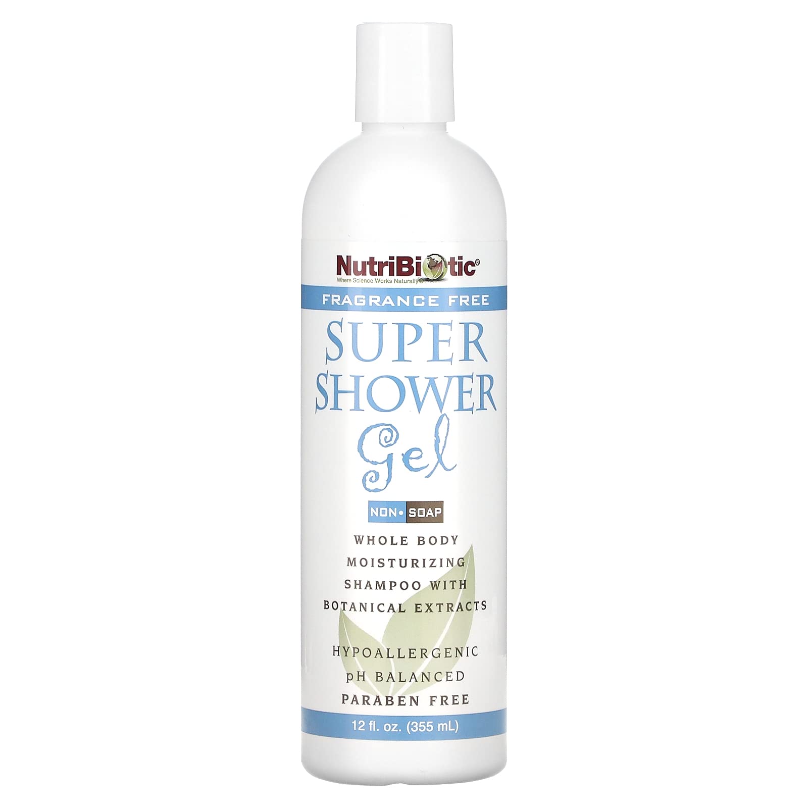 Nutribiotic Super Shower Gel, Fragrance Free, 12 Fluid Ounce