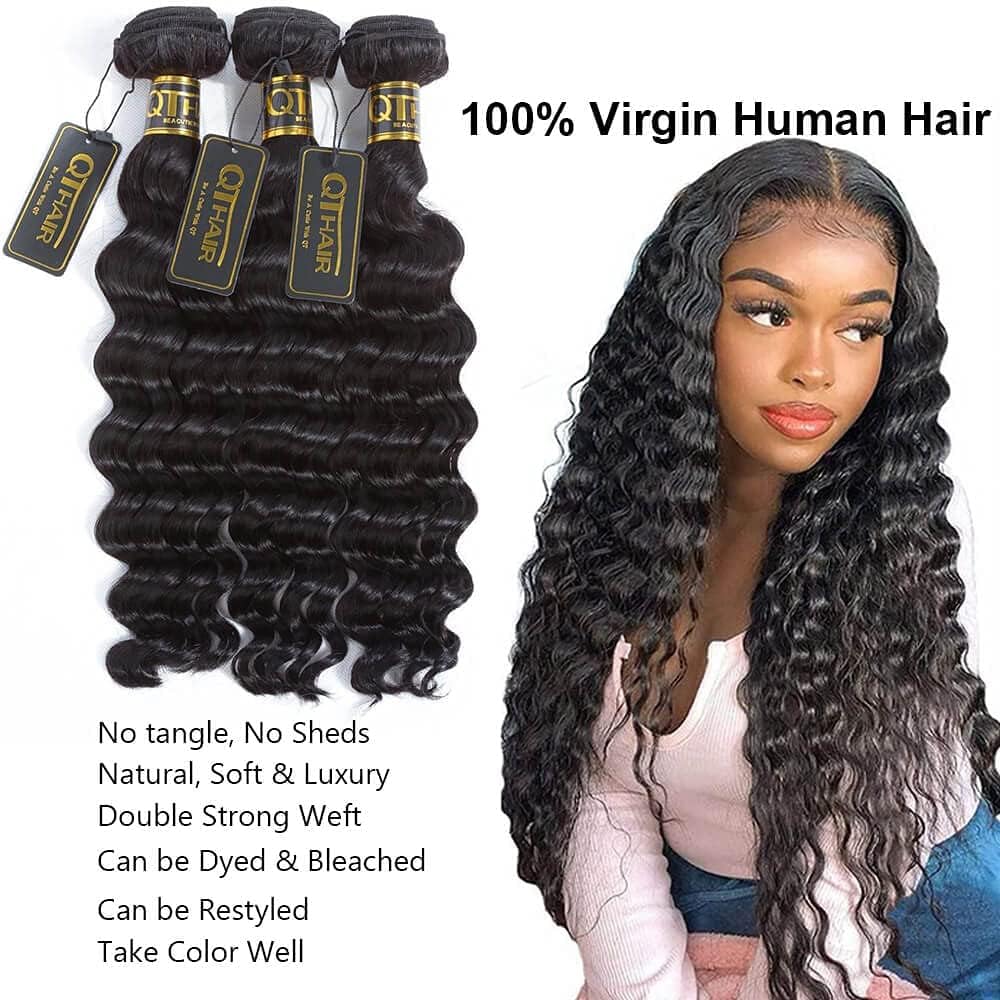 Qthair 14A Grade Brazilian Body Wave Human Hair Bundles Weave Hair Human Bundles Brazilian Virgin Hair For African Americans Wom