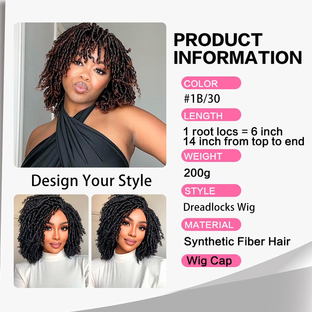 Sun Locs 6 Inch Short Dreadlocks Wigs For Black Women And Man With Clips In Synthetic Faux Locs Braided Wigs Afro Twists Dreadlo
