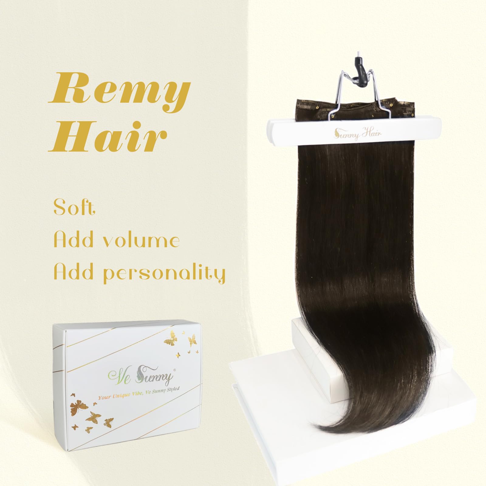 Ve Sunny 22Inch Brown Clip In Hair Extensions Human Hair Clip In Extensions Chocolate Brown Clip In Human Hair Extensions Long H