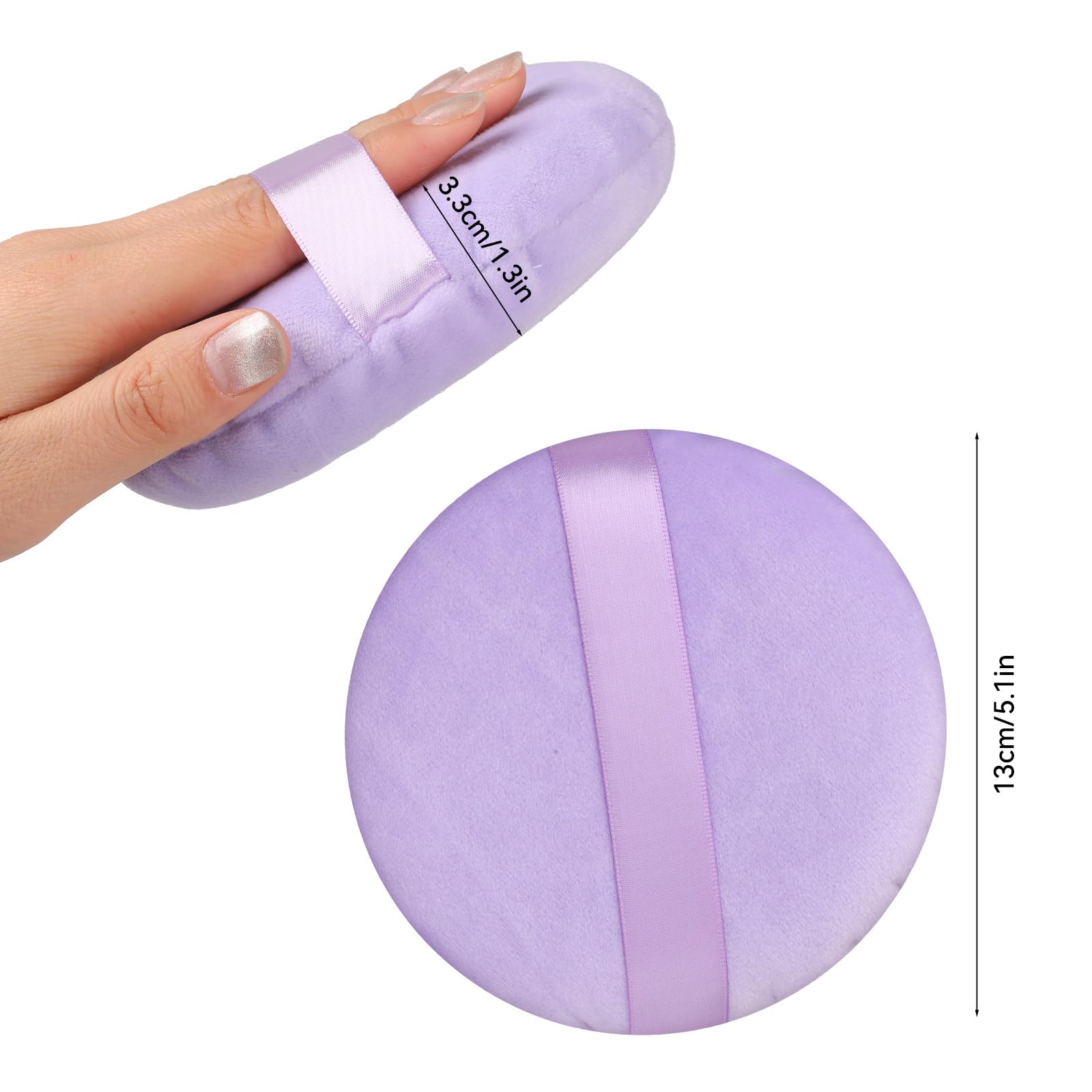 5 Inch Body Powder Puff, 1 Pack Ultra Soft Velour Setting Powder Puffs Large Washable Round Makeup Sponge Applicator For Face Cl