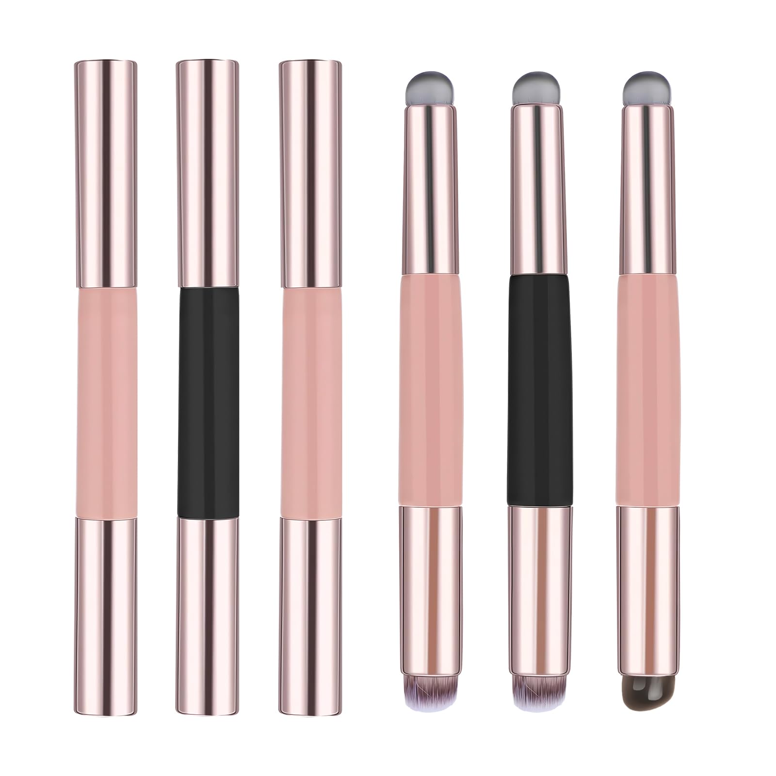 3 Pieces Reusable Dual Ended Silicone Lip Brush with Cover, 2in1 Lip Mask Applicator with Concealer Makeup Brushes, Double Hea