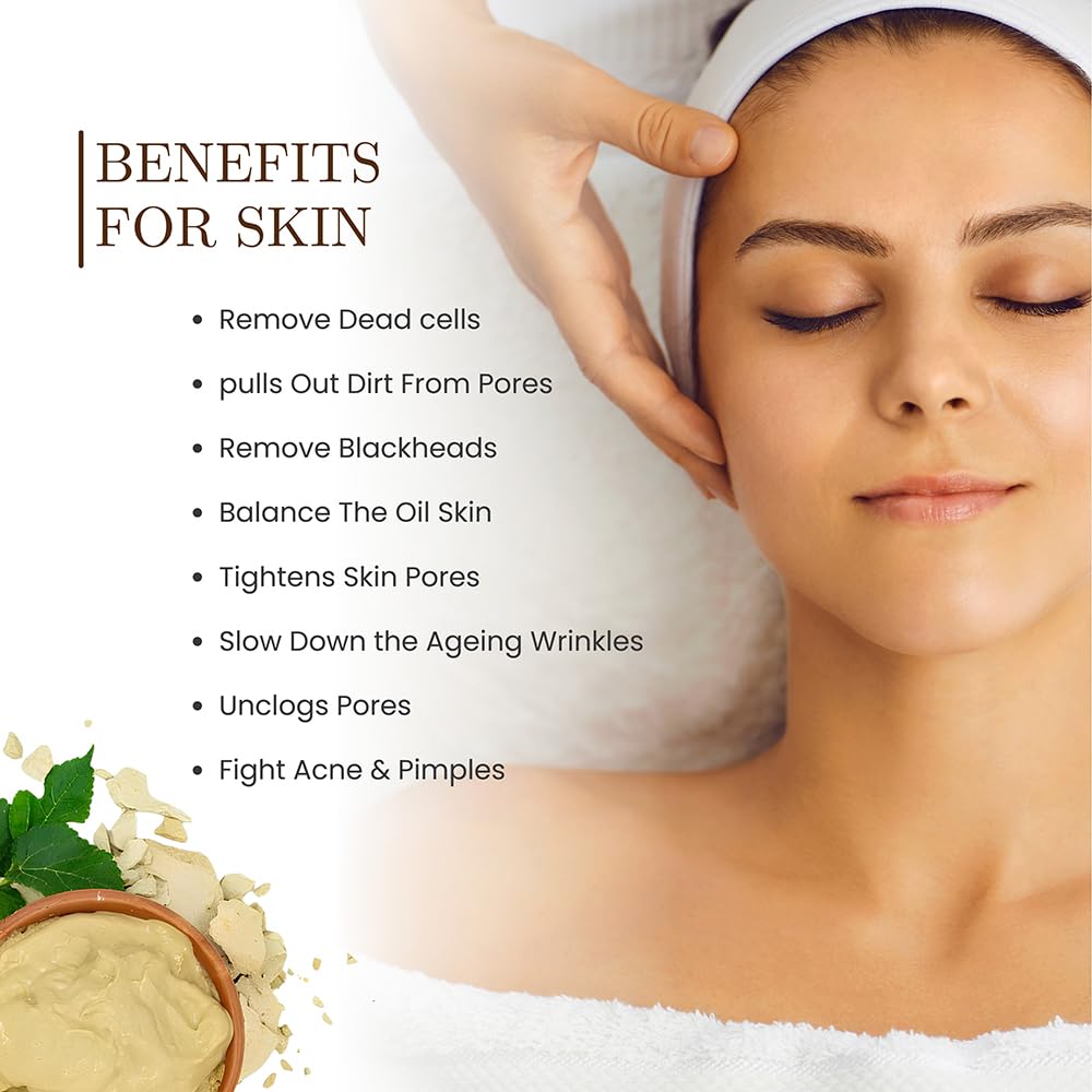 Multani Mitti Powder, Bentonite Clay, Fuller's Earth Clay, 100% Natural, Skin Soother, Cleanser, Acne Reducer