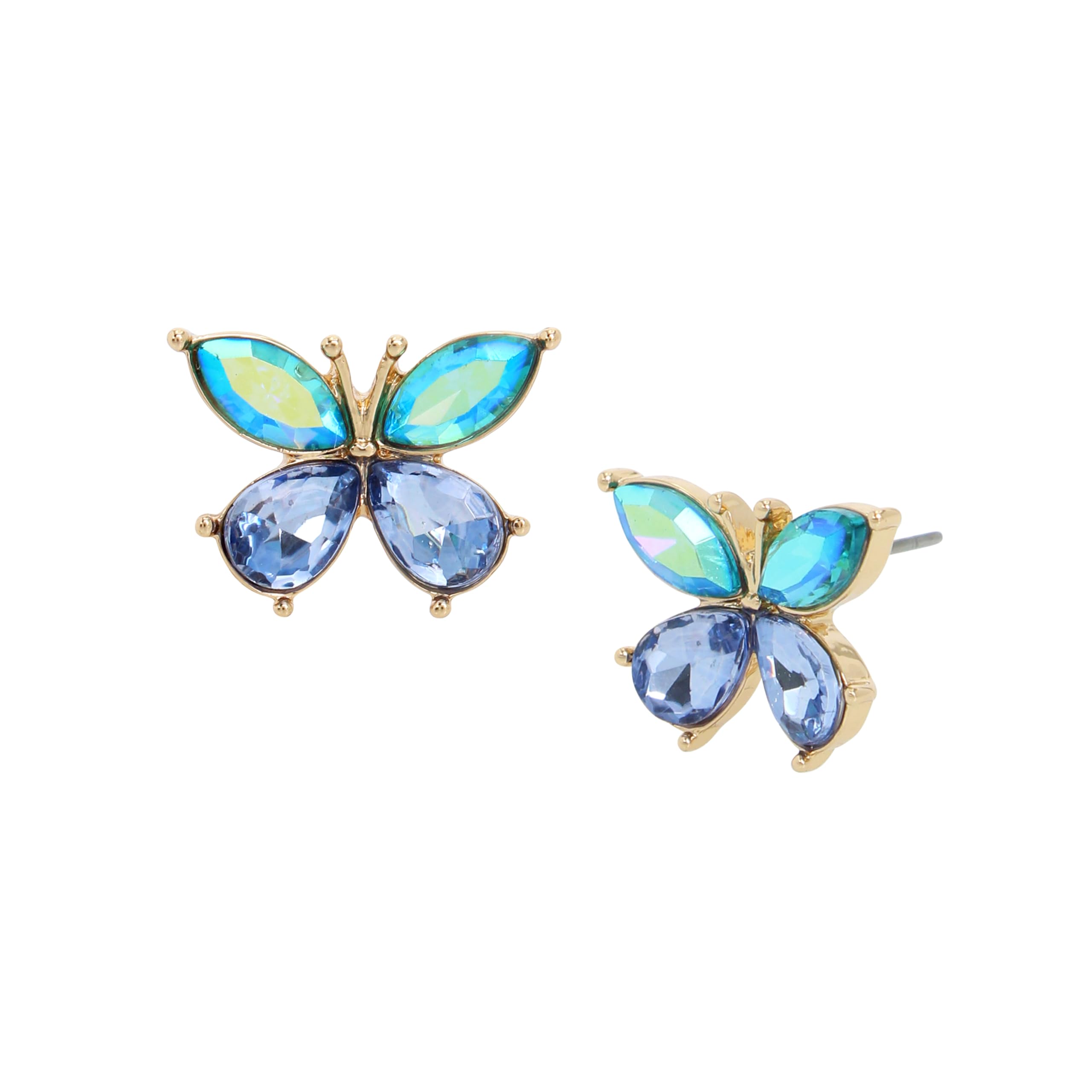 Betsey Johnson Womens Butterfly Gem Stud Earrings