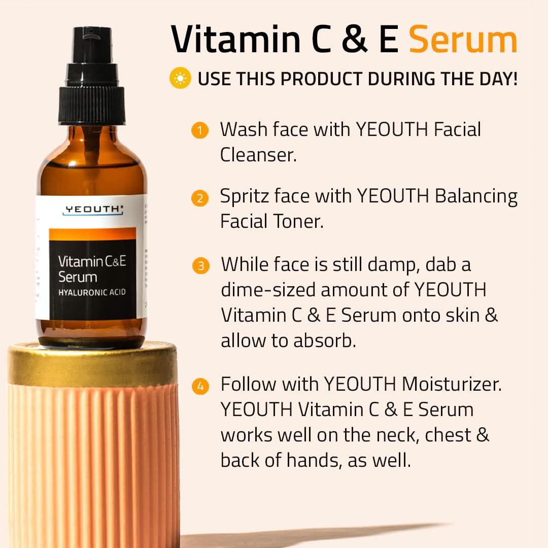 YEOUTH Vitamin c Serum for Face, Anti Aging Serum, Vitamin c Face Serum with Hyaluronic Acid, Vitamin c Serum Dark Spots & Wrink
