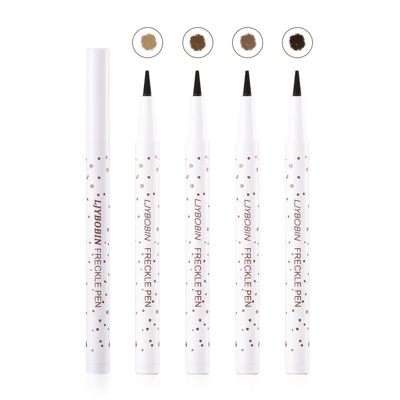 Ljybobin Freckle Pen 4 Colors Available,Vivid Lifelike Freckle Makeup Pen,Waterproof Long Lasting Quick Dry Soft Small Spot Pen