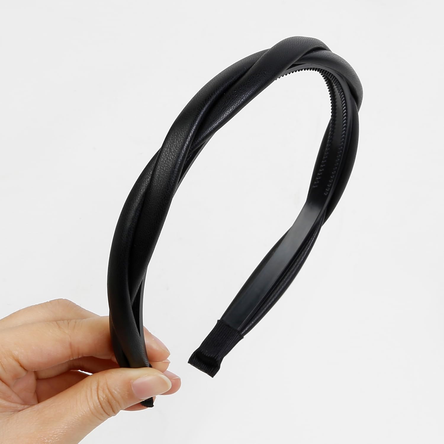 Wovowovo 4 Packs Leather Headbands For Women, Twisted And Skinny Knotted Headbands Non Slip Fashion Thin Hairbands For Women Gir