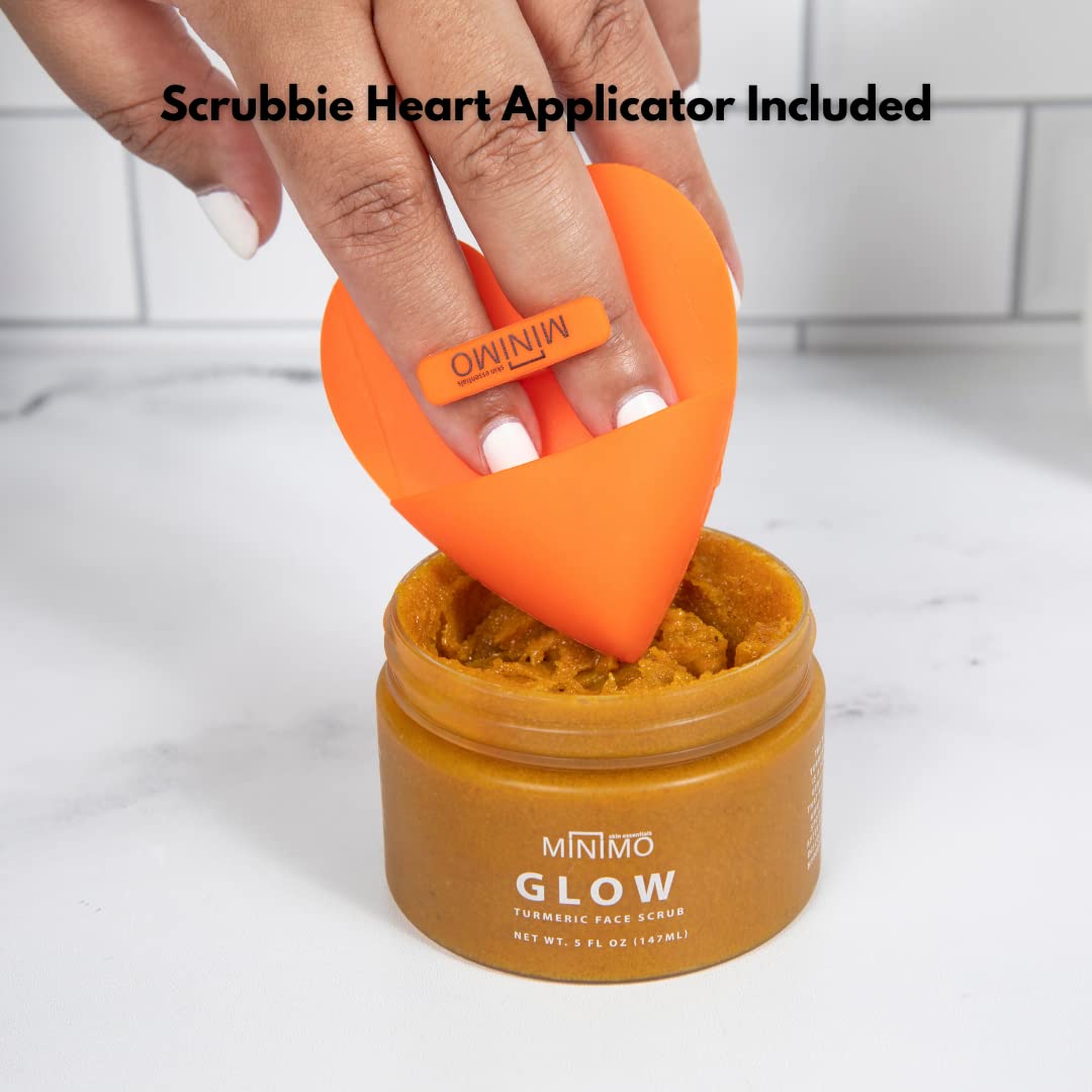 Minimo Glow Turmeric Face Scrub With Heart Applicator - Infused with Turmeric, Manuka Honey, Cinnamon, and Chamomile - Unscented