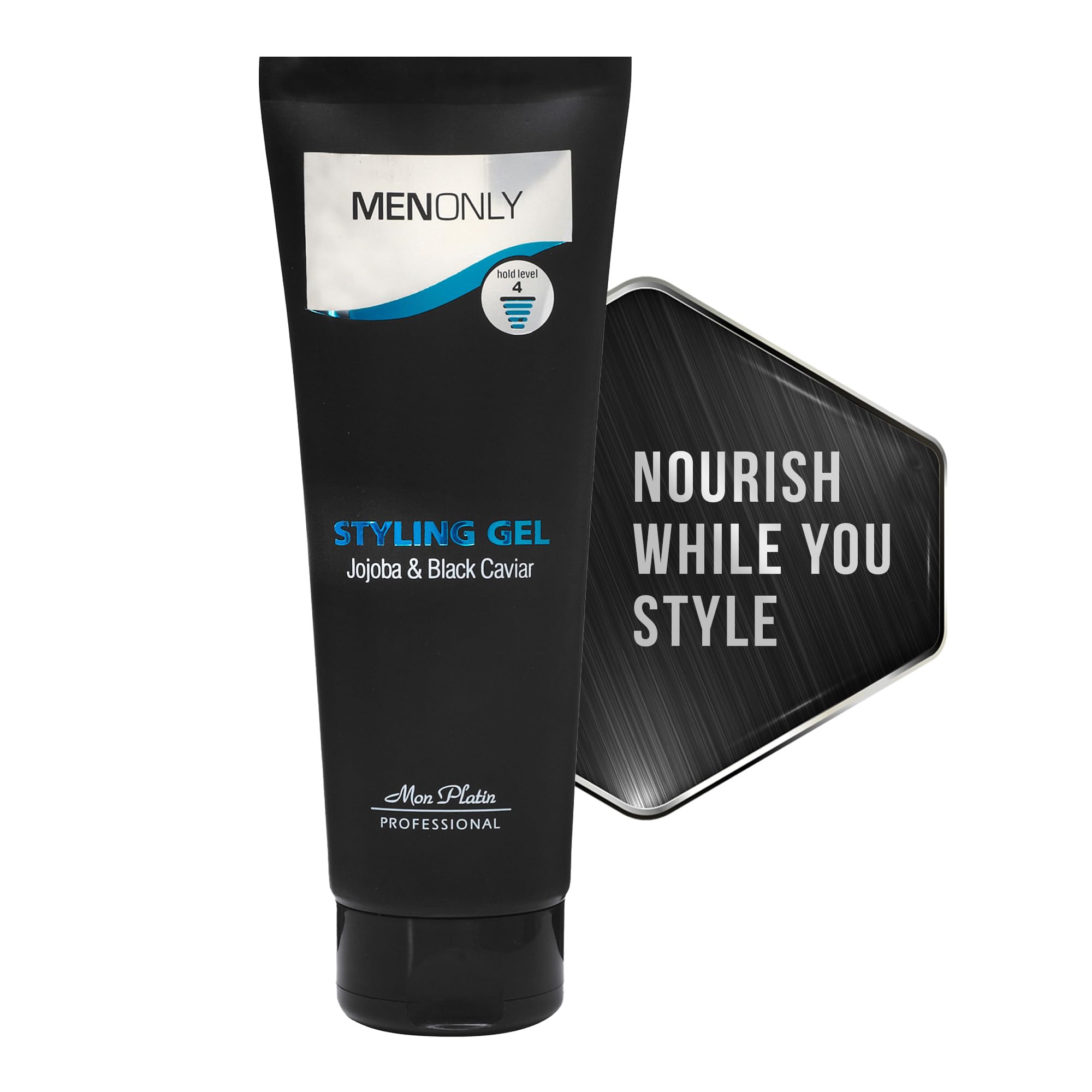 Mon Platin Mens Styling gel with Jojoba & Black caviar  Mens Hair Gel with Black Caviar and Jojoba, Strong Hold, AntiDandruff 