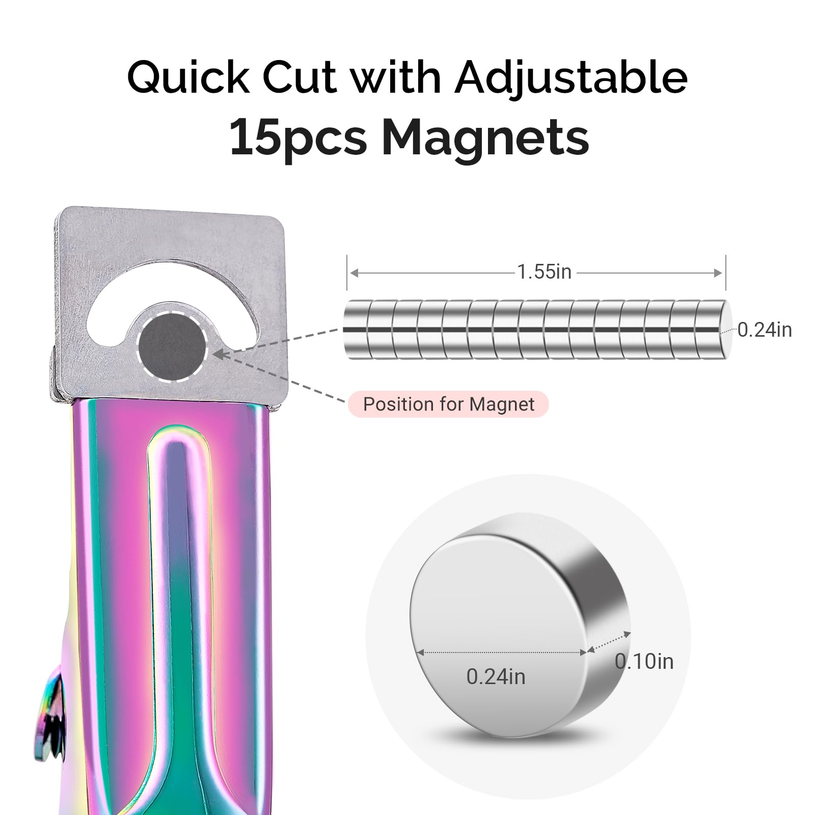 Melodysusie Acrylic Nail Clippers With 15Pcs Magnet Sizers, Professional Nail Clippers Cutters For Long Acrylic Gel Nails Tips,