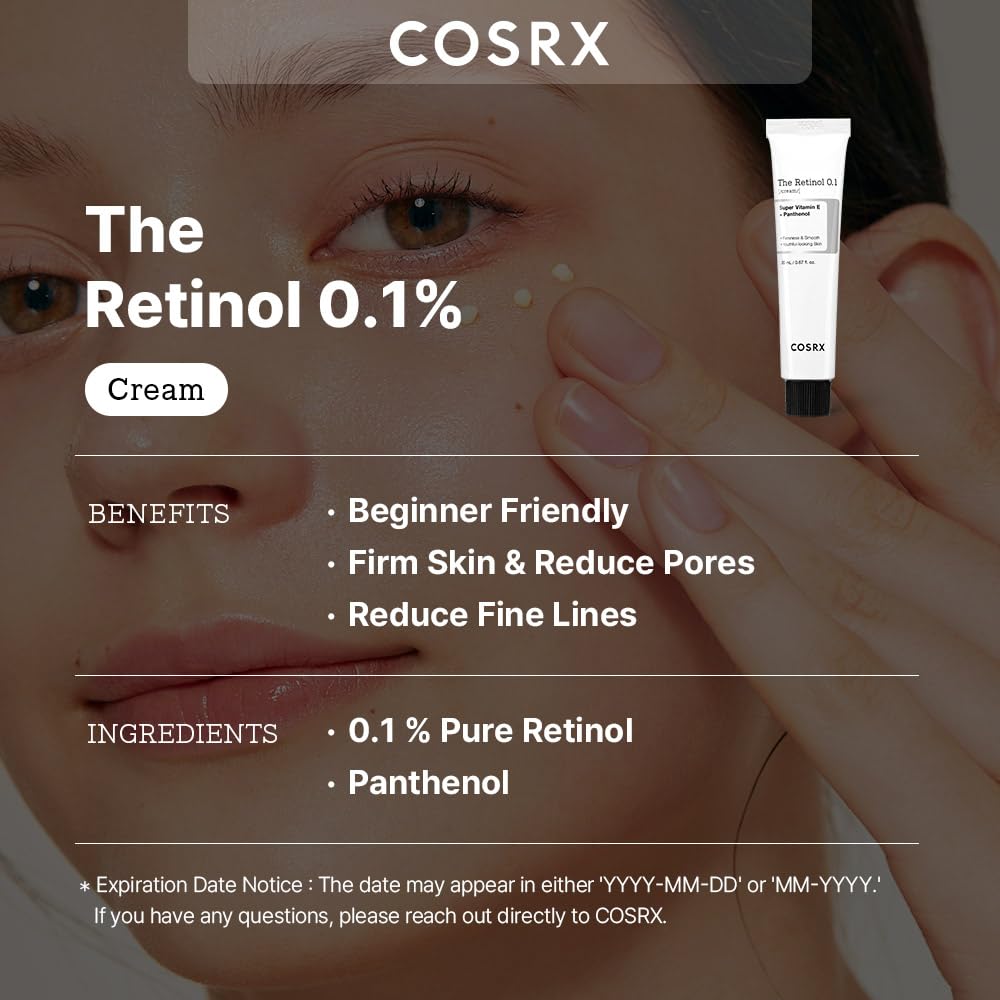 Cosrx Retinol 0.1% Cream, 0.67 Oz, Anti-Aging Eye & Neck Cream With Retinoid Treatment To Firm Skin, Reduce Wrinkles, Fine Lines