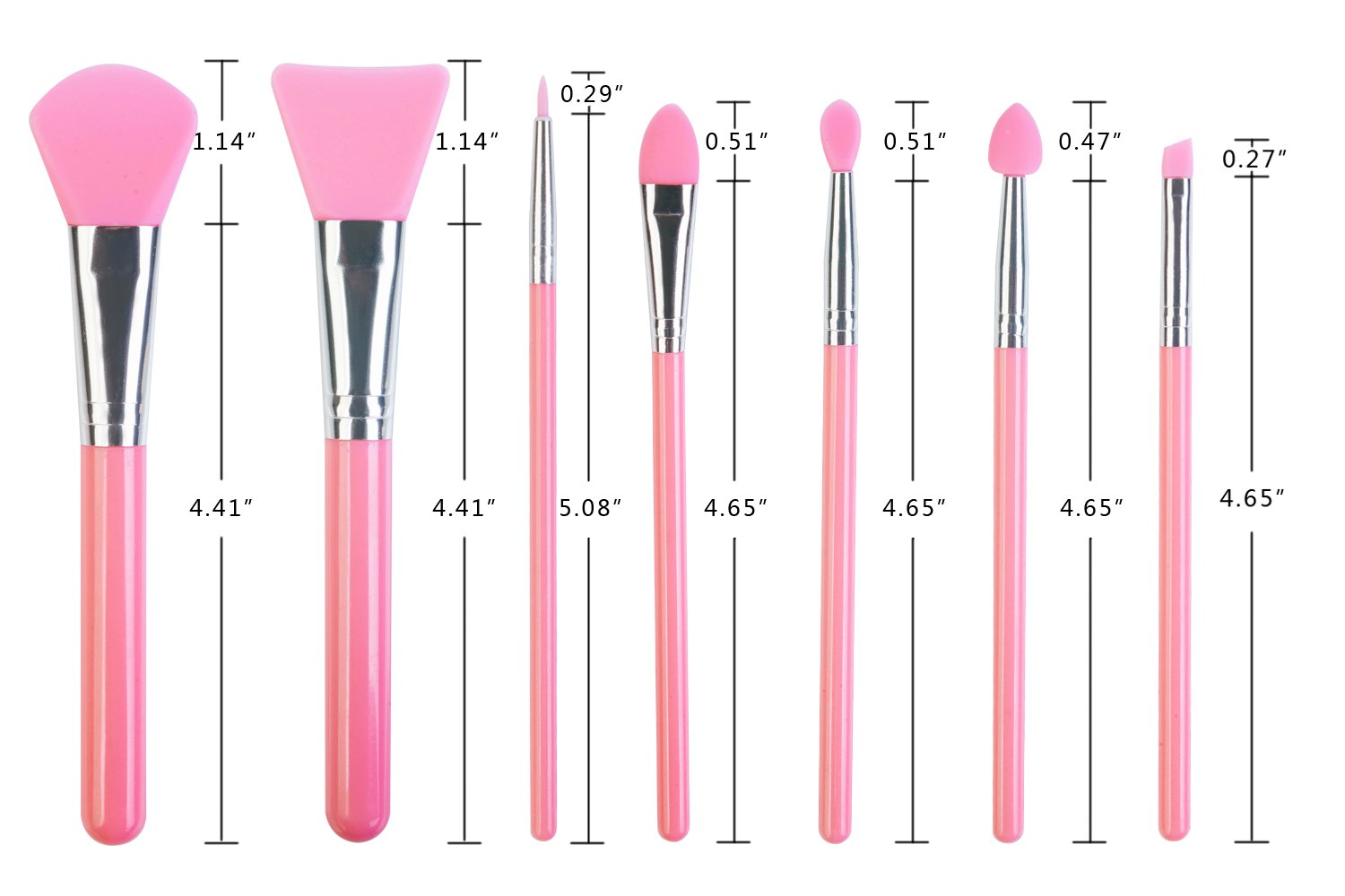 Lormay 7 Pcs Silicone Brush Applicator Kit For Uv Resin Epoxy Art Crafting And Cream Makeup Products (Pink)
