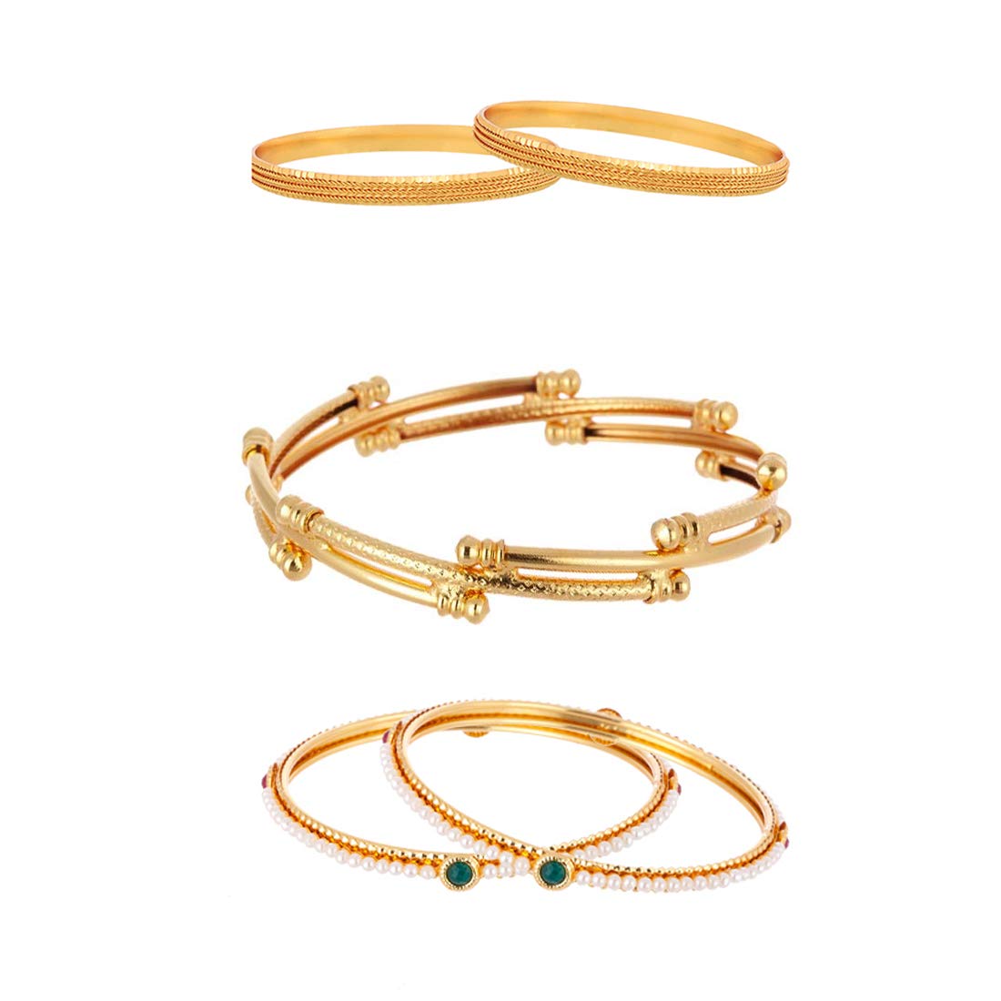 ZENEME Jewellery Combo of Designer Victoria, Pearls, and Trendy Gold Plated Bangles for Women & Girls  Pack of 5 (2.8)