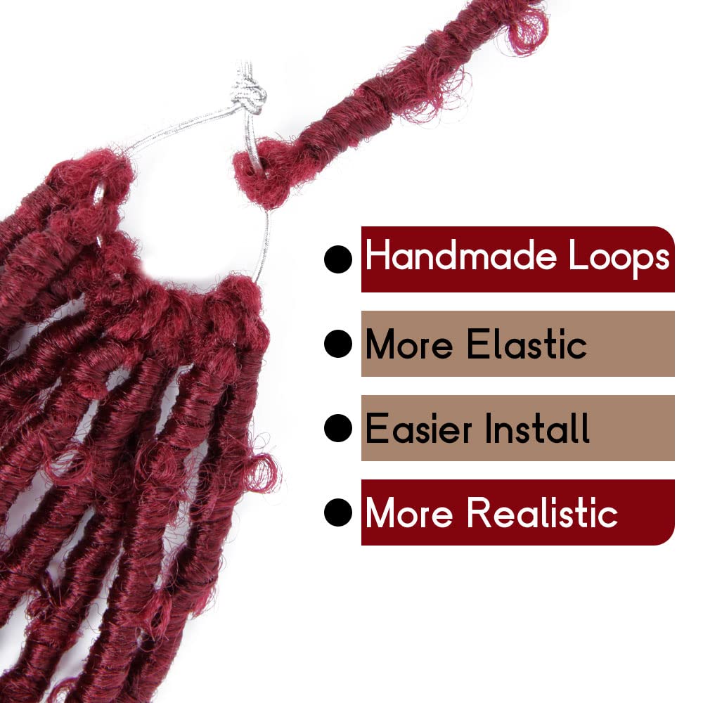 24 Inch Light Weight Butterfly Locs Crochet Hair 6 Packs Long Burgundy Distressed Butterfly Faux Locs Crochet Hair, 118#