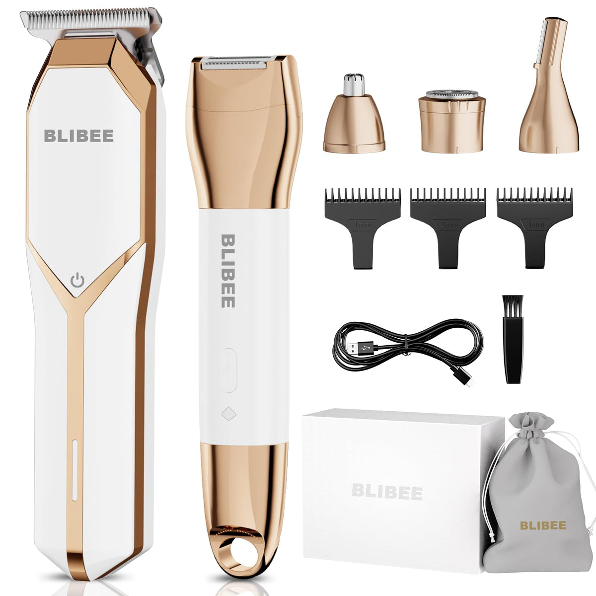 Blibee Bikini Trimmer & Hair Clippers For Women - Waterproof Electric Razor And 4 In 1 Bikini Shaver Set, Deluxe Hair Trimmer, W