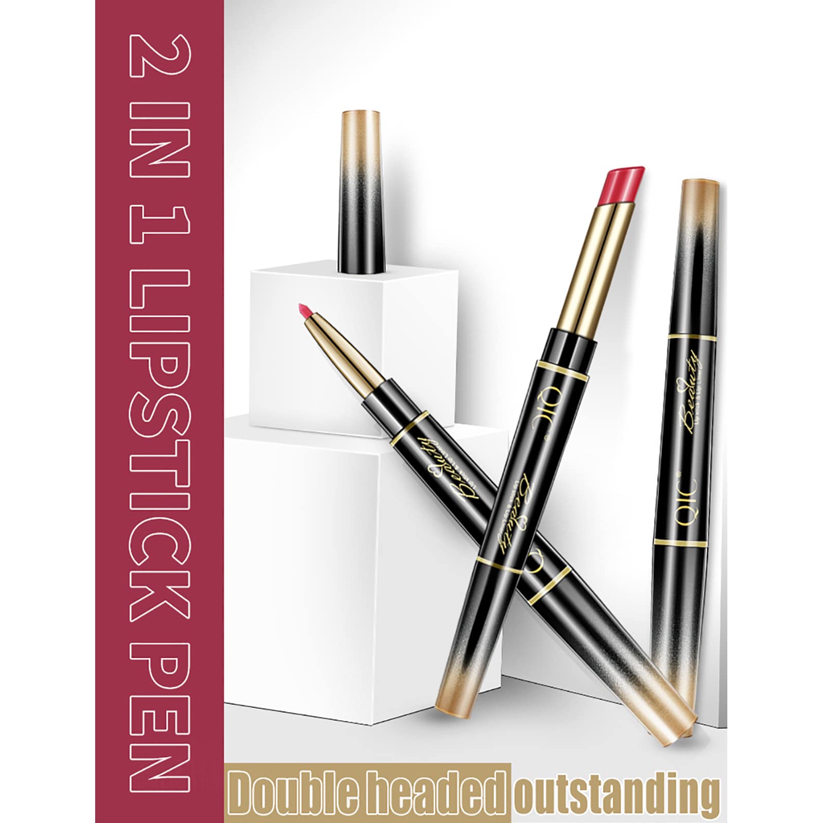 Lip Liner And Lipstick Makeup Set, 6Pcs 2 In 1 Double Head Lipstick Set Waterproof Long Lasting Matte Lipstick Gift Set For Dail