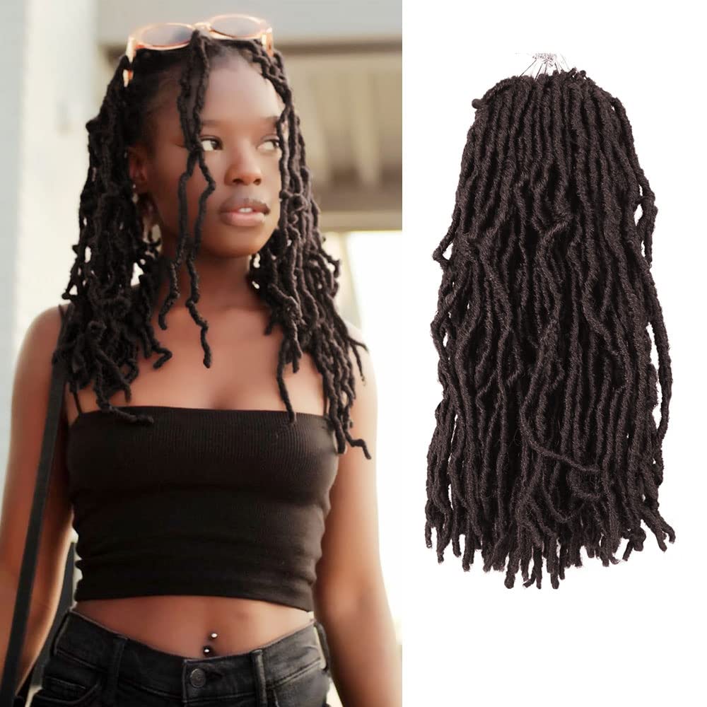 Niseyo 12 Inch New Faux Locs Crochet Hair 6 Packs Short Pre-looped Soft Locs Crochet Braids (12 Inch, 4#/Brown)