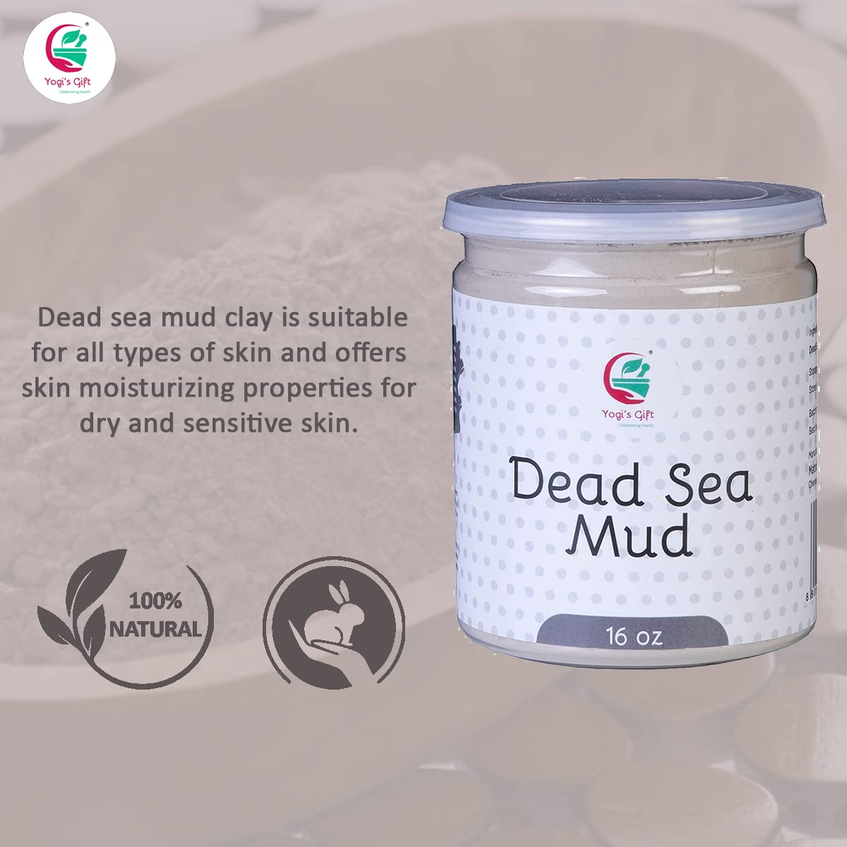 Dead Sea Mud Powder | 1 Lb | Detoxifies and Exfoliates The Skin | 100% Natural Mud Face Mask | Clears Acne, Dark Spots & Anti-Ag