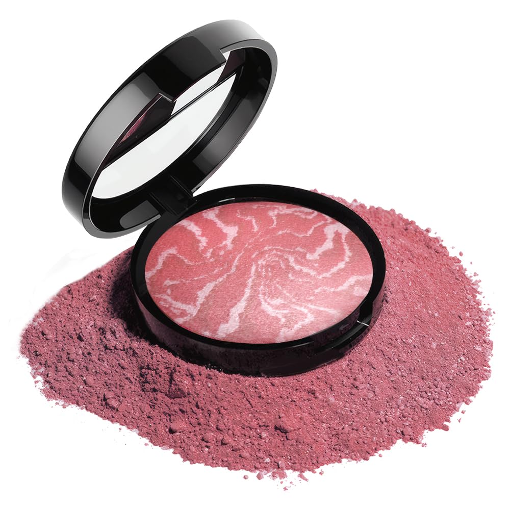FeiCuiYun Baked BlushnBrighten Marbleized Blush, 2in1 Blush & Highlighter Hybrid  Pink Buttercream  Natural Finish, Builda