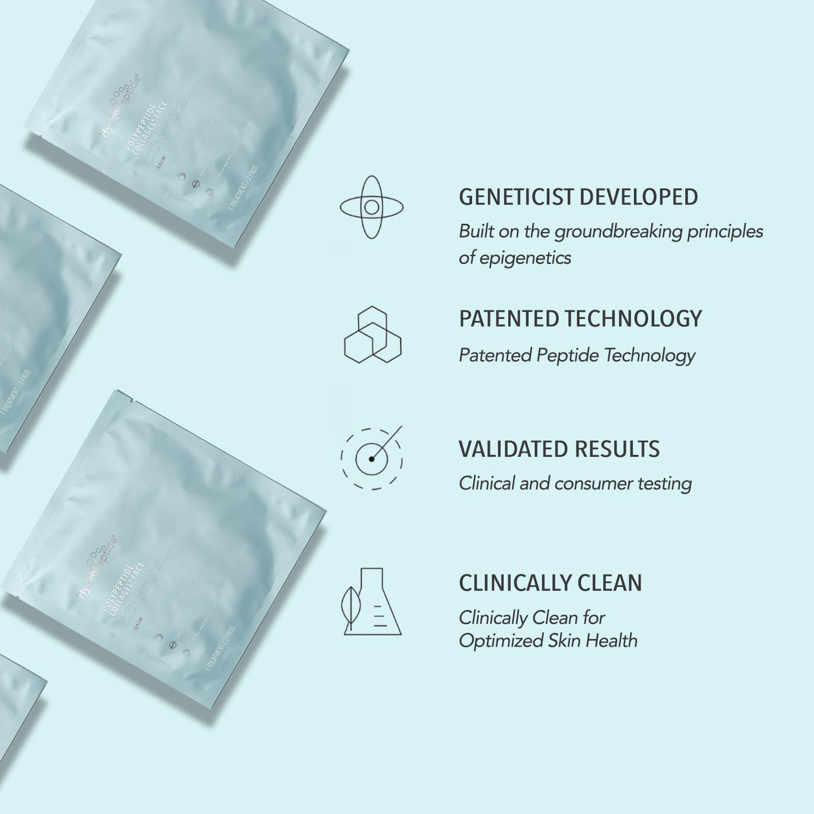 Hydropeptide Polypeptide Collagel Plus Line Lifting Hydrogel Mask For Face Treatment Unisex 4 Pc