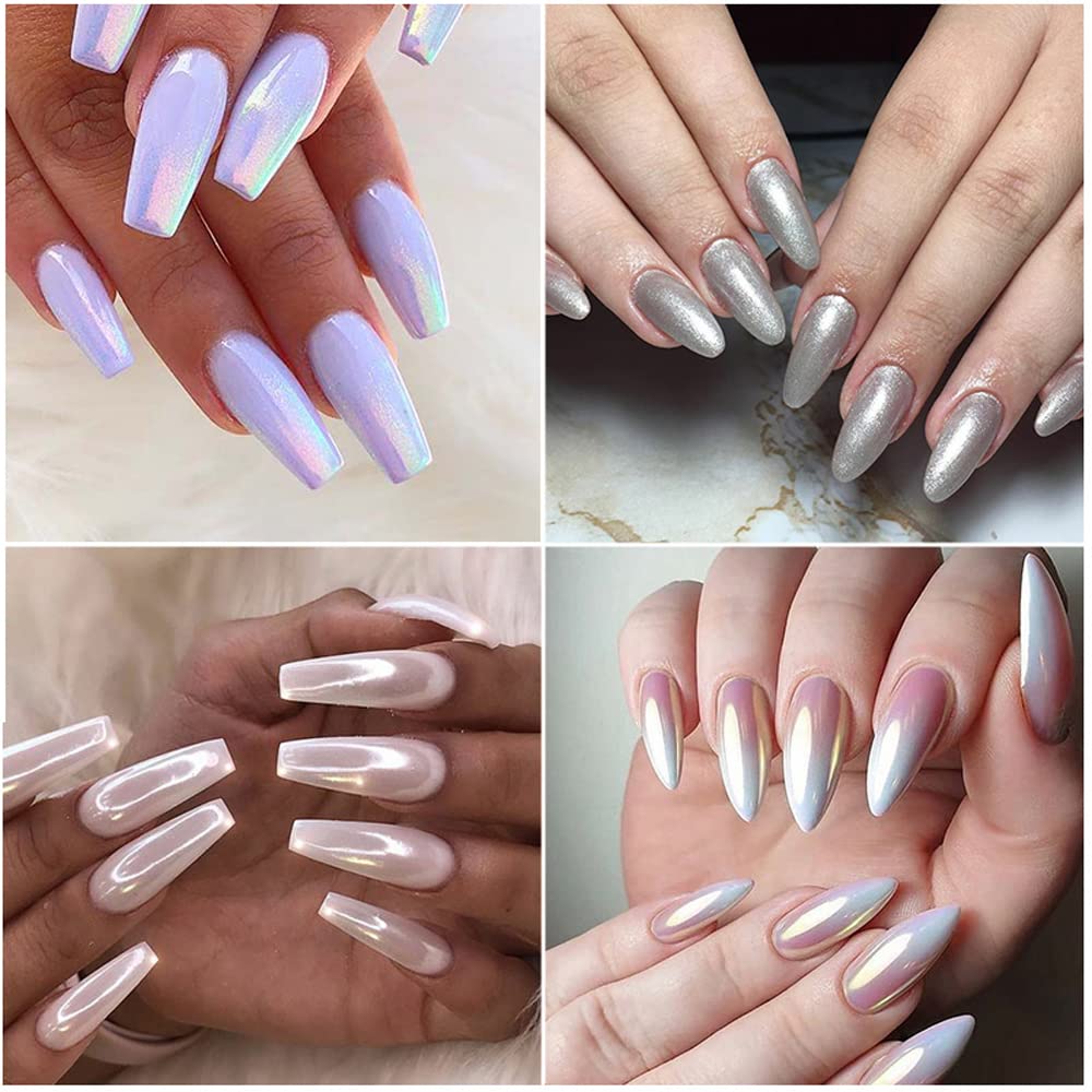 1 Box Laser Nail Glitter Peacock Mirror Powder Laser Dust Nail Art Chrome Pigment Powder Rose Gold Silver Mix Nail Art Glitter S