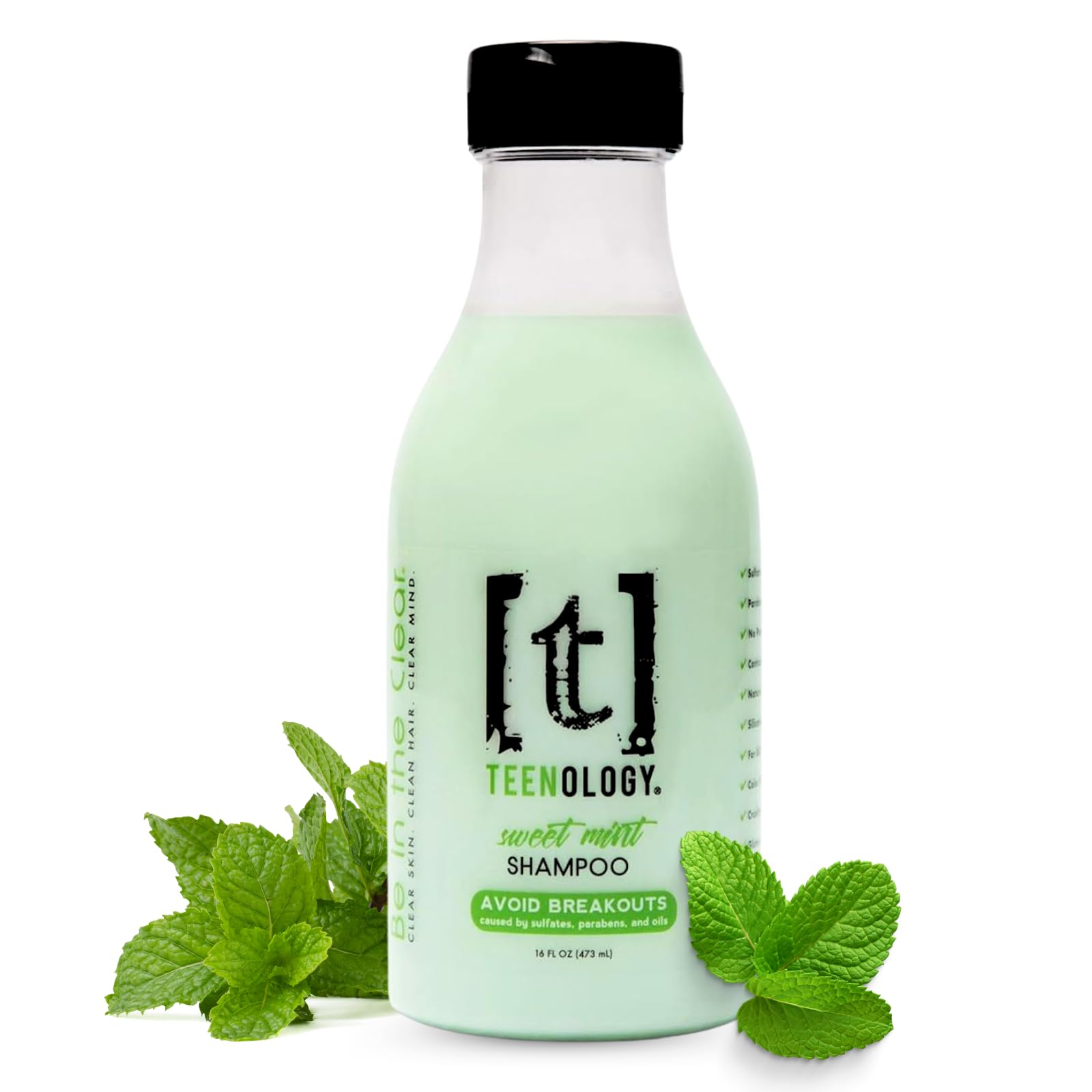 Teenology Shampoo for Teens - Avoid Forehead and Body Acne - No Sulfates or Parabens, Noncomedogenic, Natural Botanical Extracts