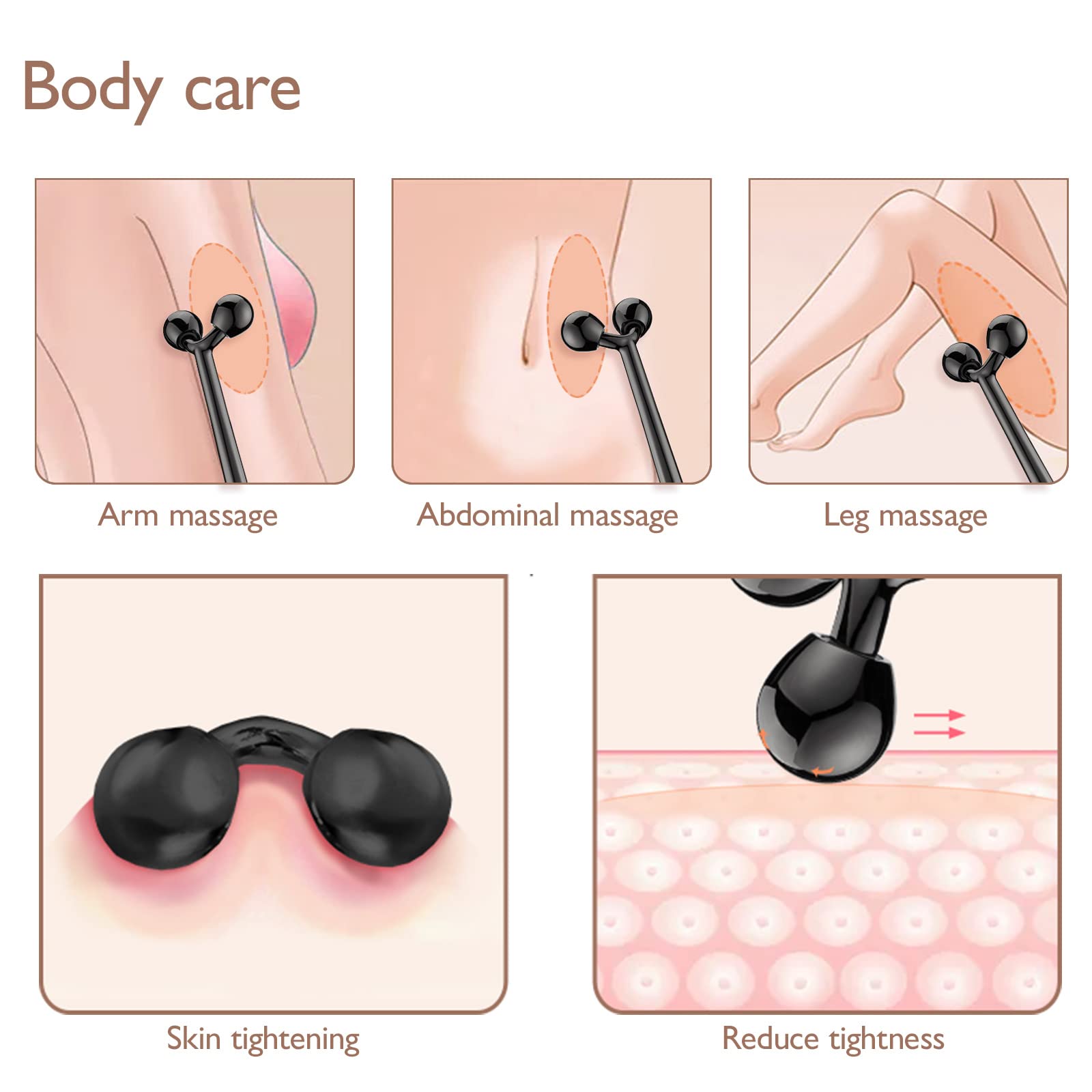Tekson Face Roller, Facial Metal Massager, Massage Tool for face (Black)