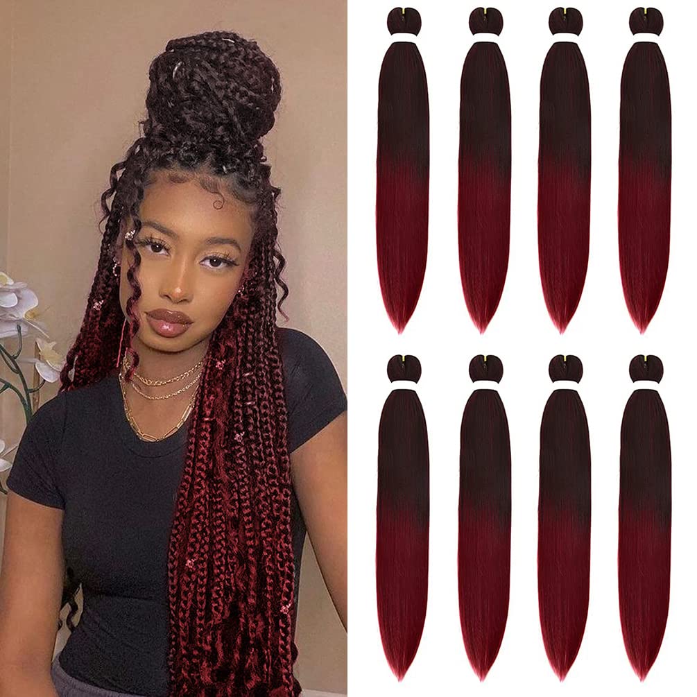 8 Pack Ombre Braiding Hair Pre Stretched - 36 '' 110G/Pack Premium Pre Stretched Braiding Hair Extensions, Professional Itch Fre