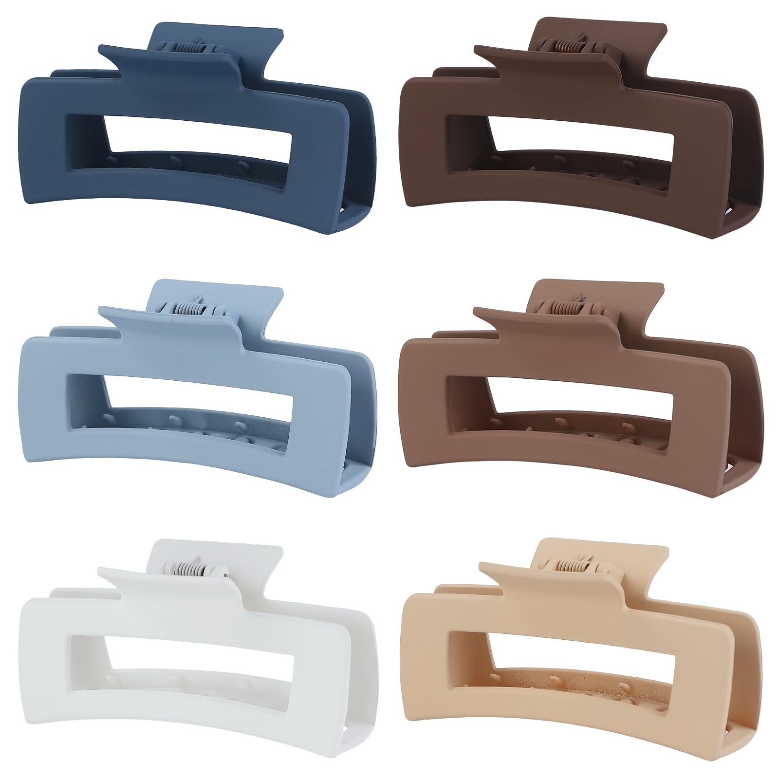 Sisiaipu 4 Inch Big Hair Claw Clips 6 Pcs Large Claw Clips for Thick Hair Square Hair Clips for Women Rectangle Hair Clips Banan